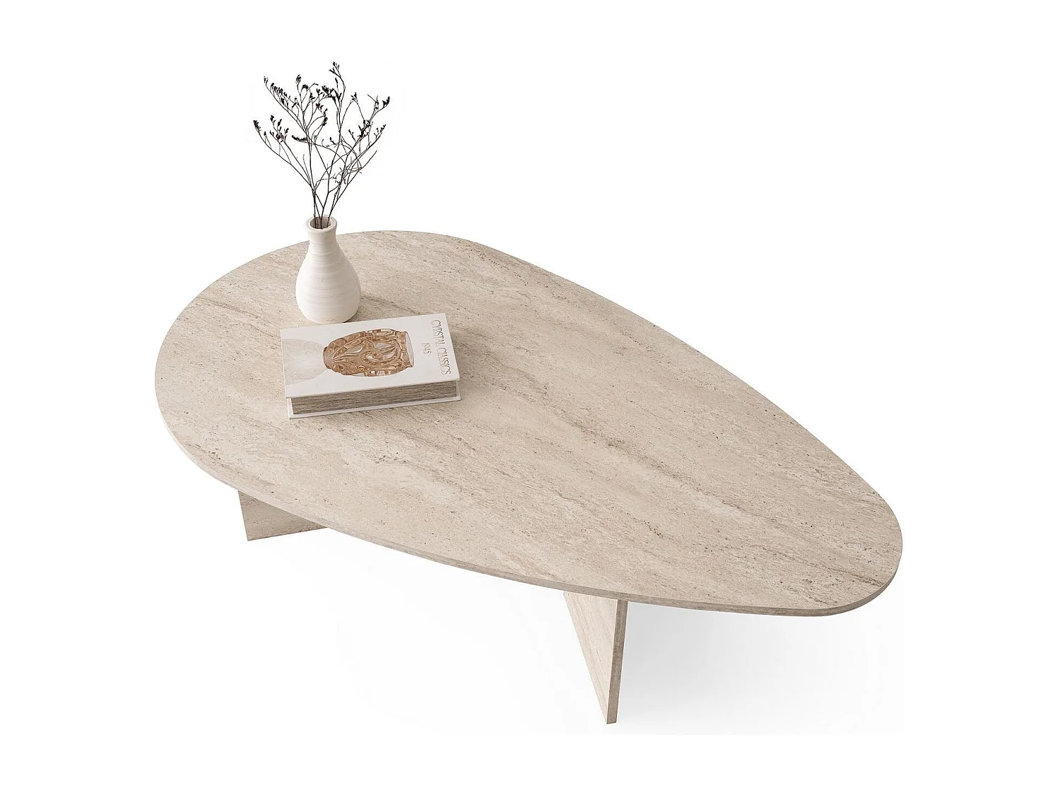 Tavolino in legno "Flap" 139,5 x 79,5 x 42 cm - Travertino