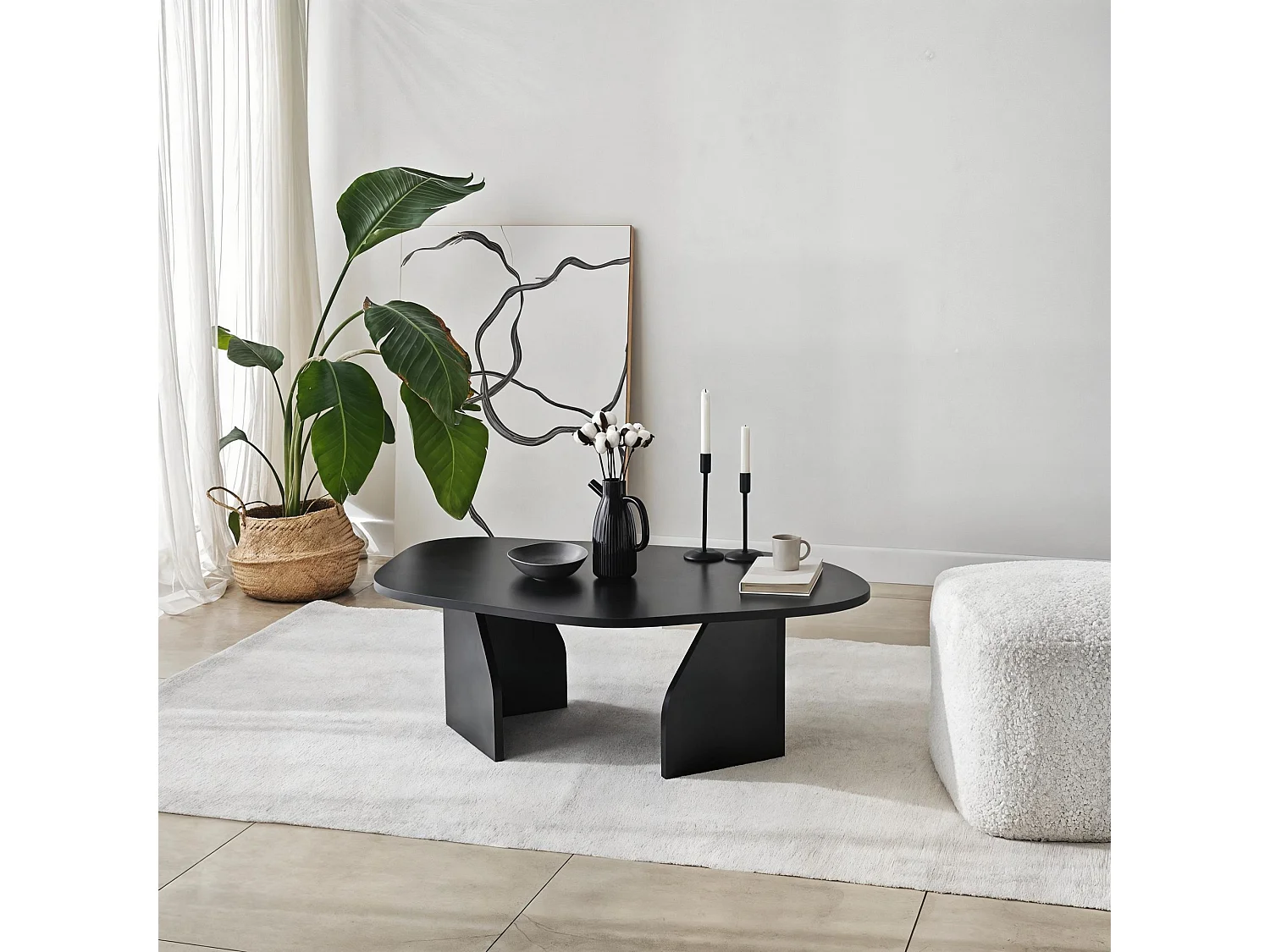 Table basse en bois "Rock" 100 x 60 x 35 cm - Noir