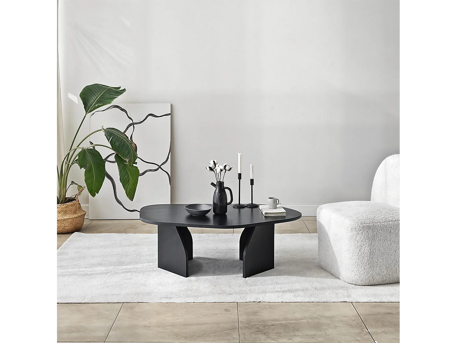 Table basse en bois "Rock" 100 x 60 x 35 cm - Noir