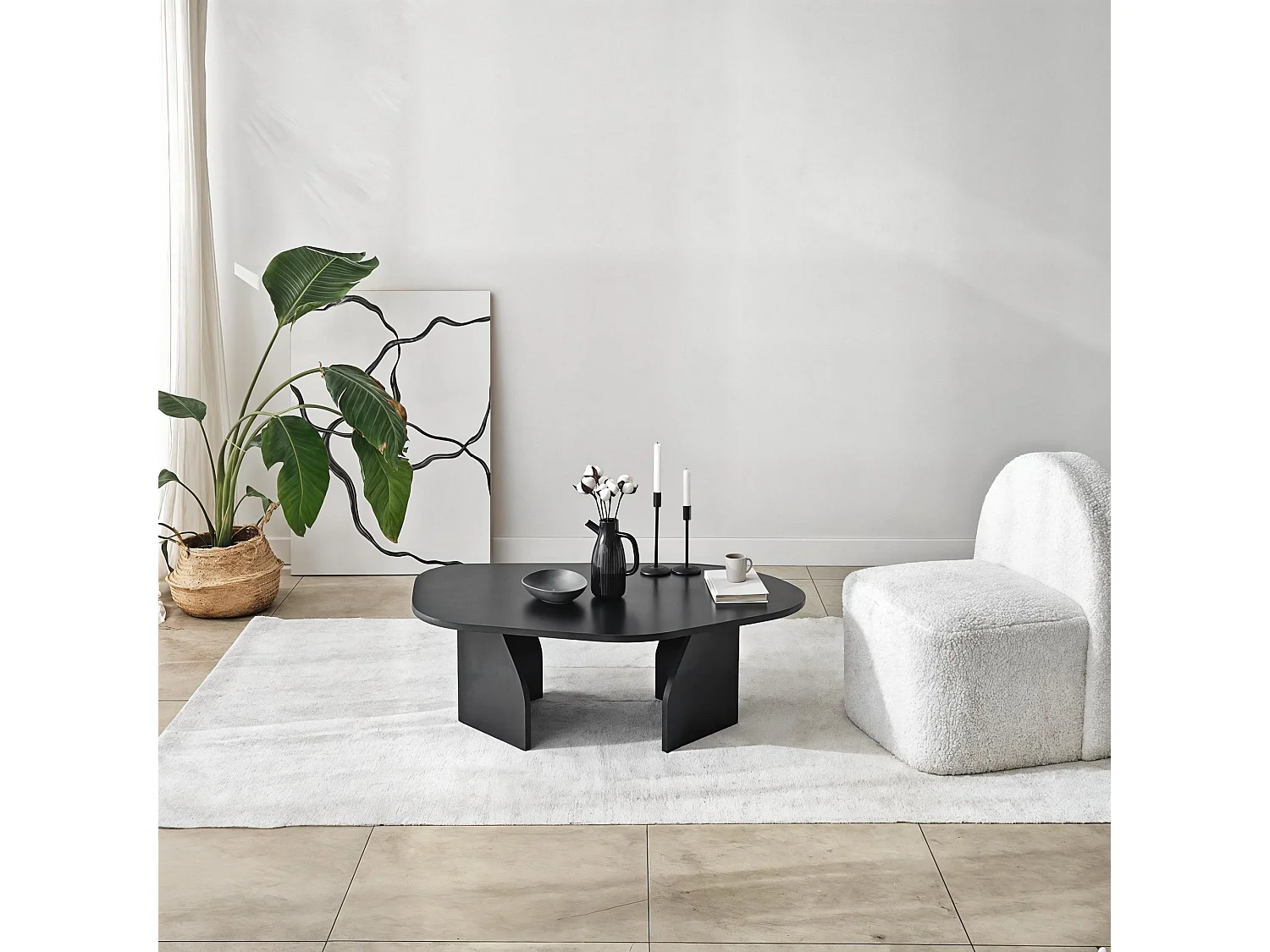 Table basse en bois "Rock" 100 x 60 x 35 cm - Noir