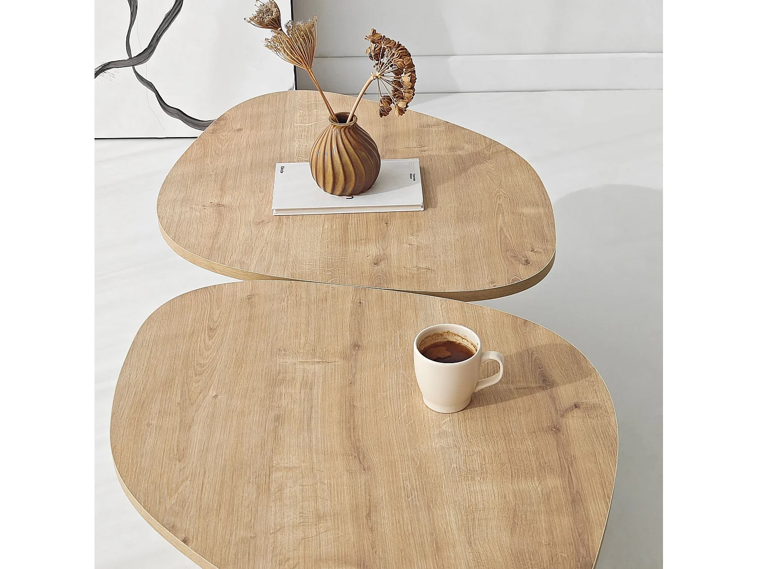 Tavolino in legno "Stones" 125 x 60 x 38 cm - Rovere zaffiro