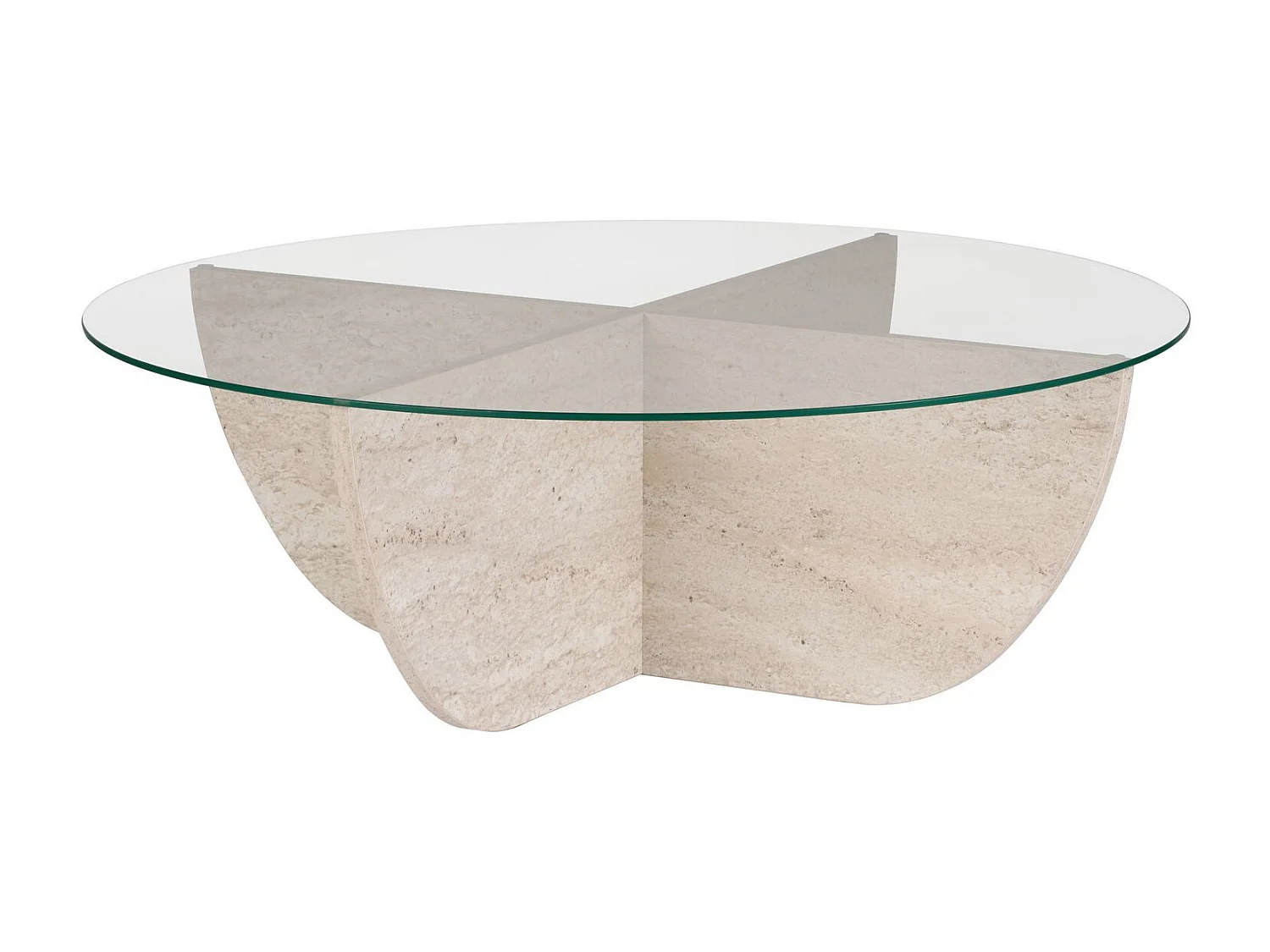 Salontafel Liya" glas 90 x 90 x 30 cm - Travertin