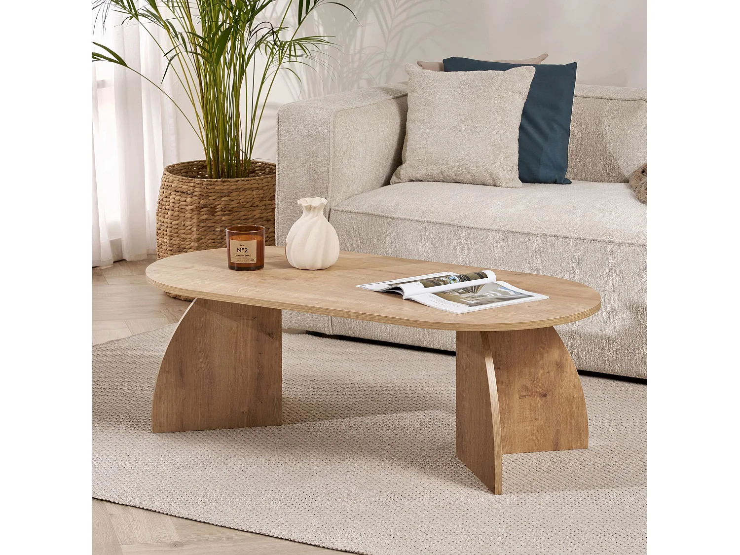 Houten salontafel "Melina" 120 x 60 x 40 cm - Saffier eik