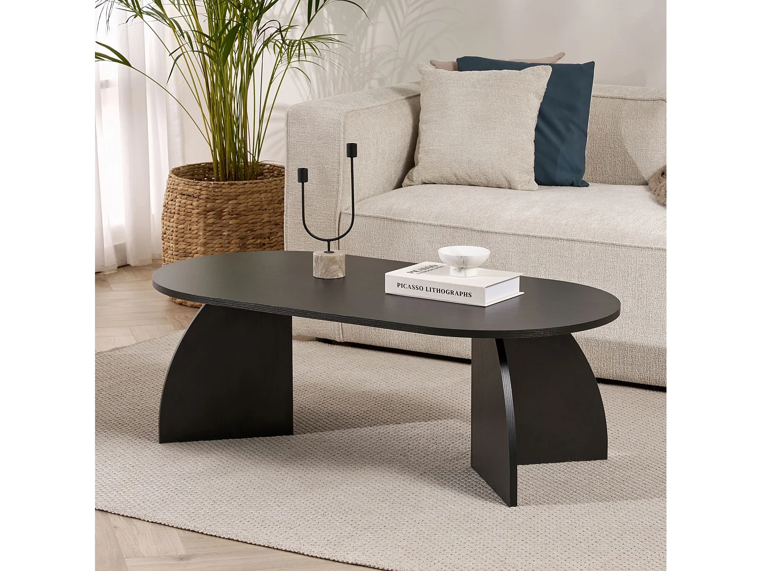 Houten salontafel "Melina" 120 x 60 x 40 cm - Zwart hout