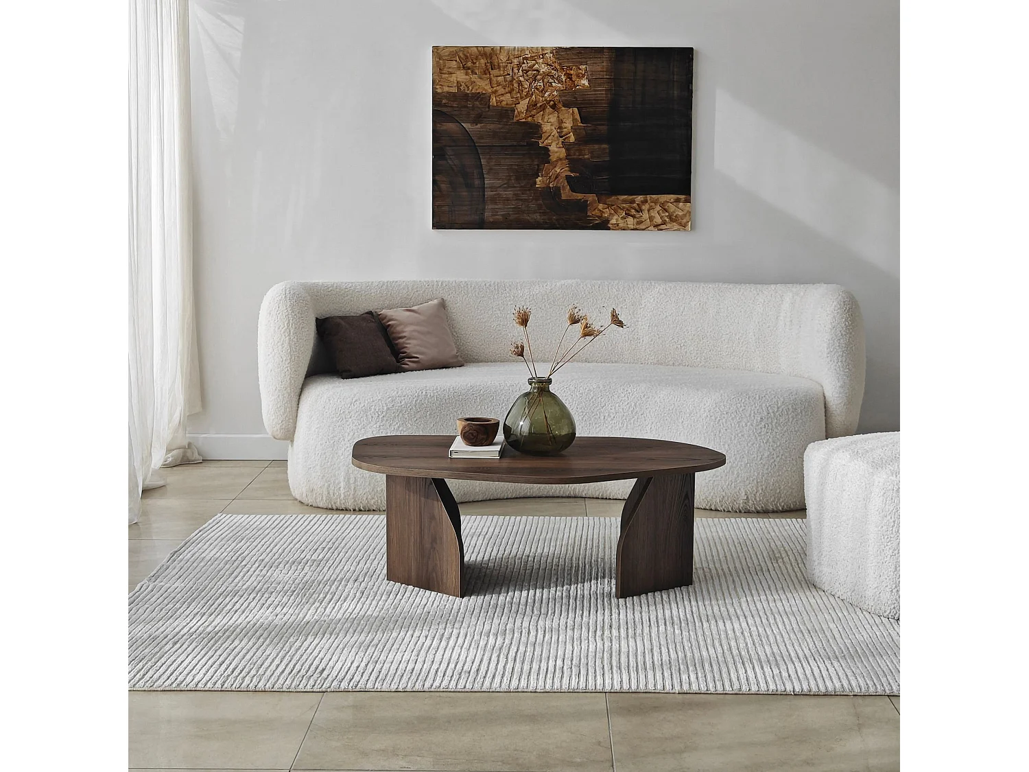 Modern Valnöt Trä Kaffebord "Rock" 100 x 60 x 35 cm