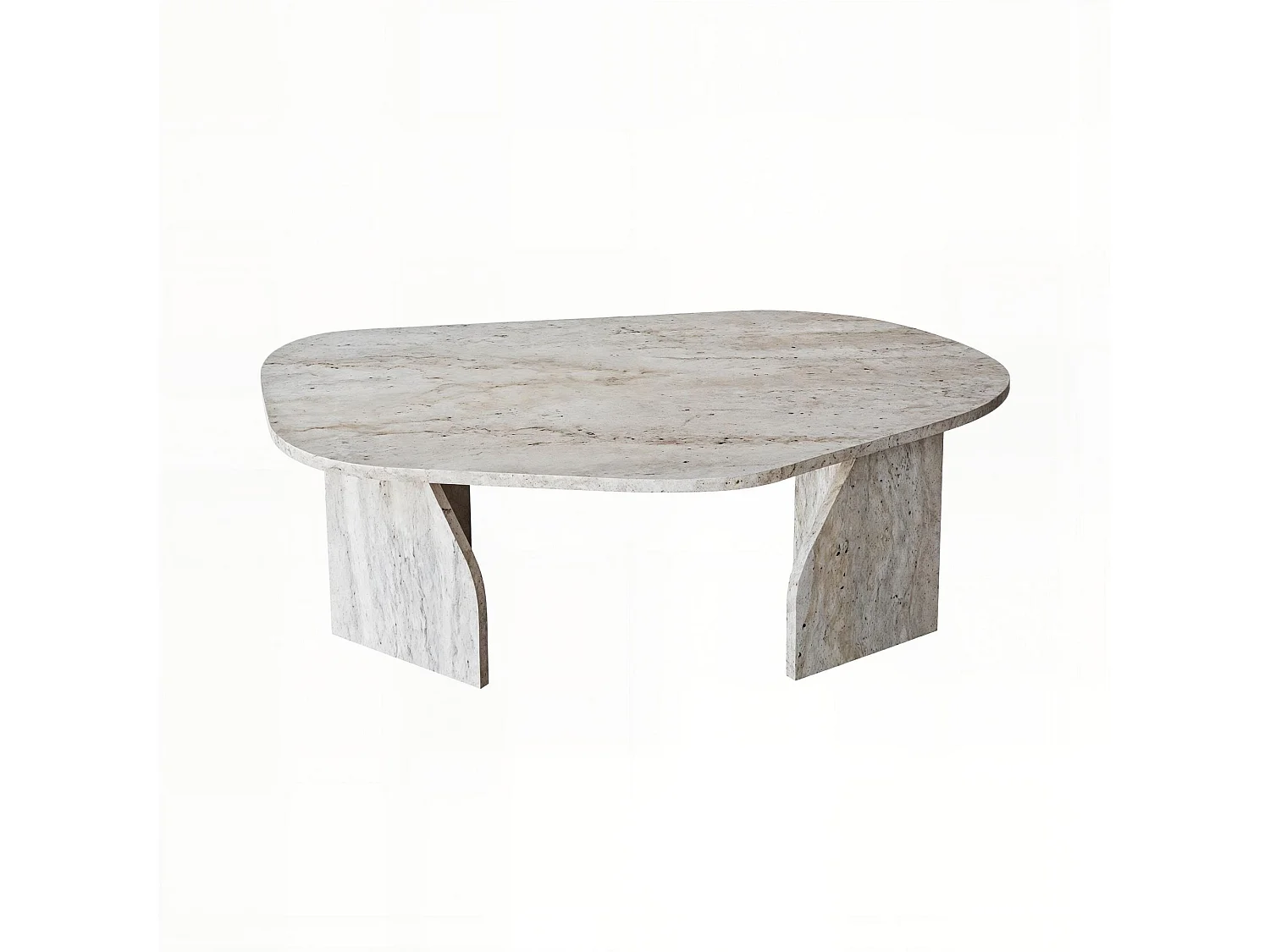 Table basse en bois "Rock" 100 x 60 x 35 cm - Travertin