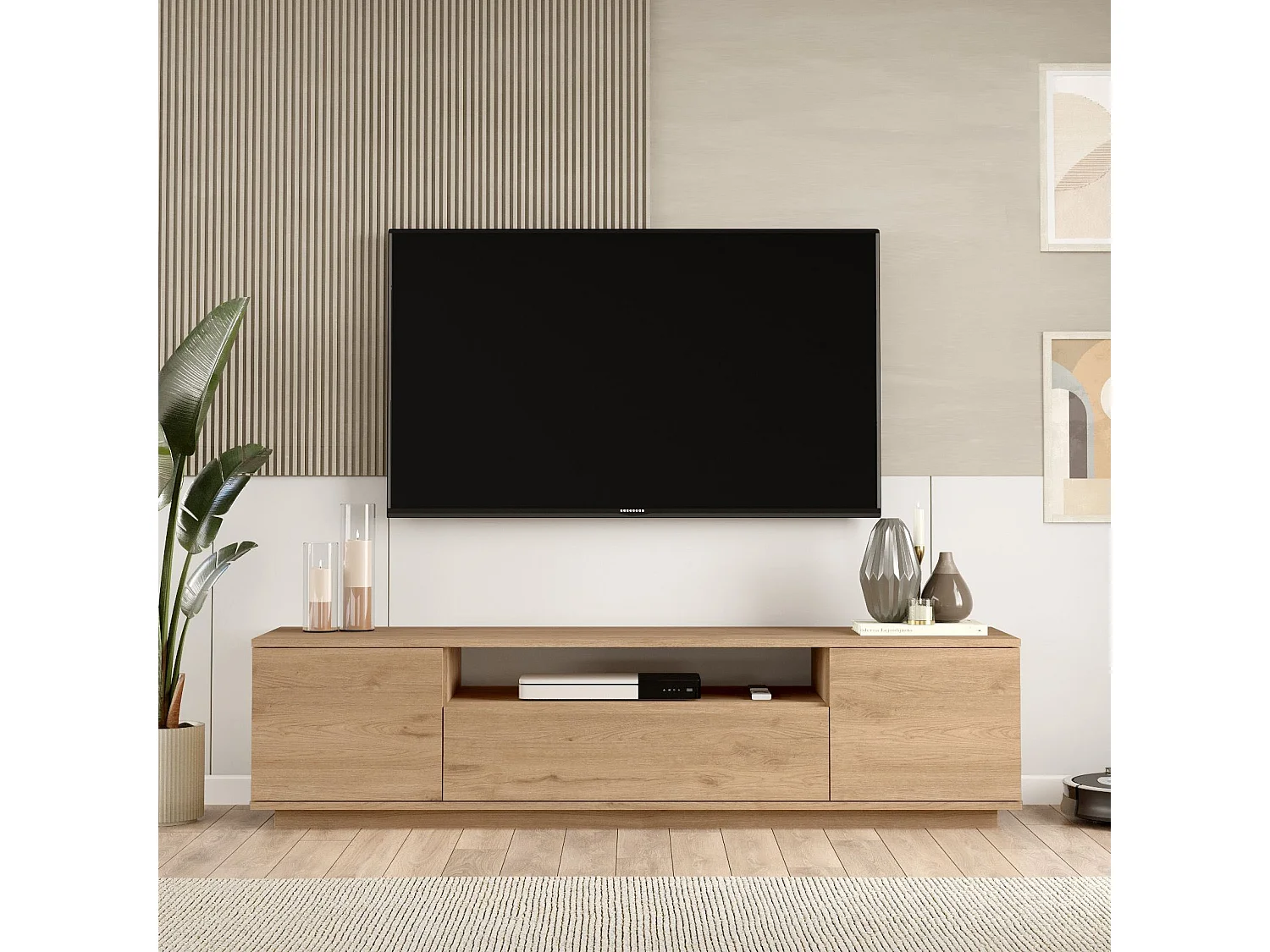"Rowen" Trä TV-bänk - Modern Design - 180 x 44 x 44 cm - Brun