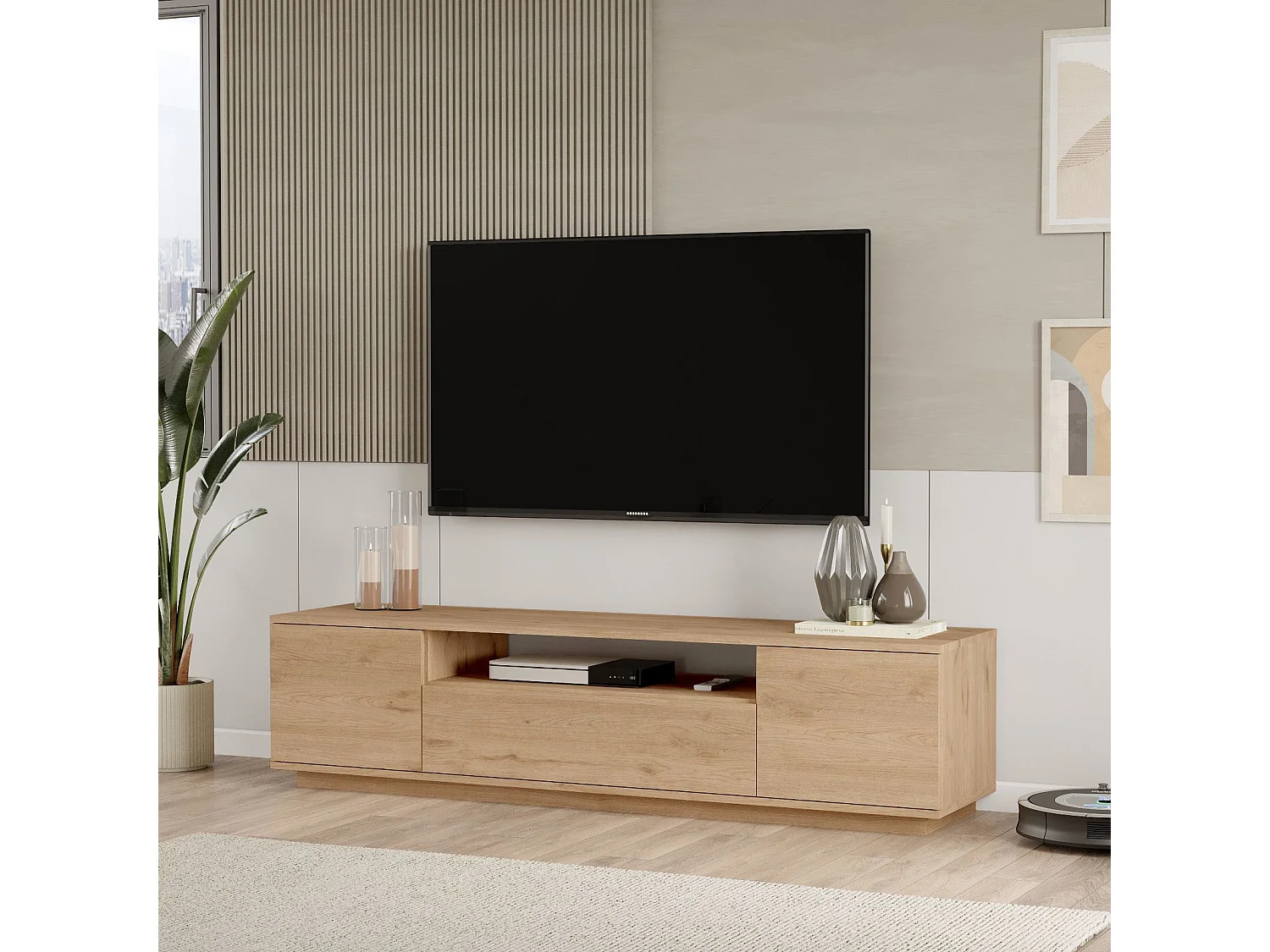 "Rowen" Trä TV-bänk - Modern Design - 180 x 44 x 44 cm - Brun