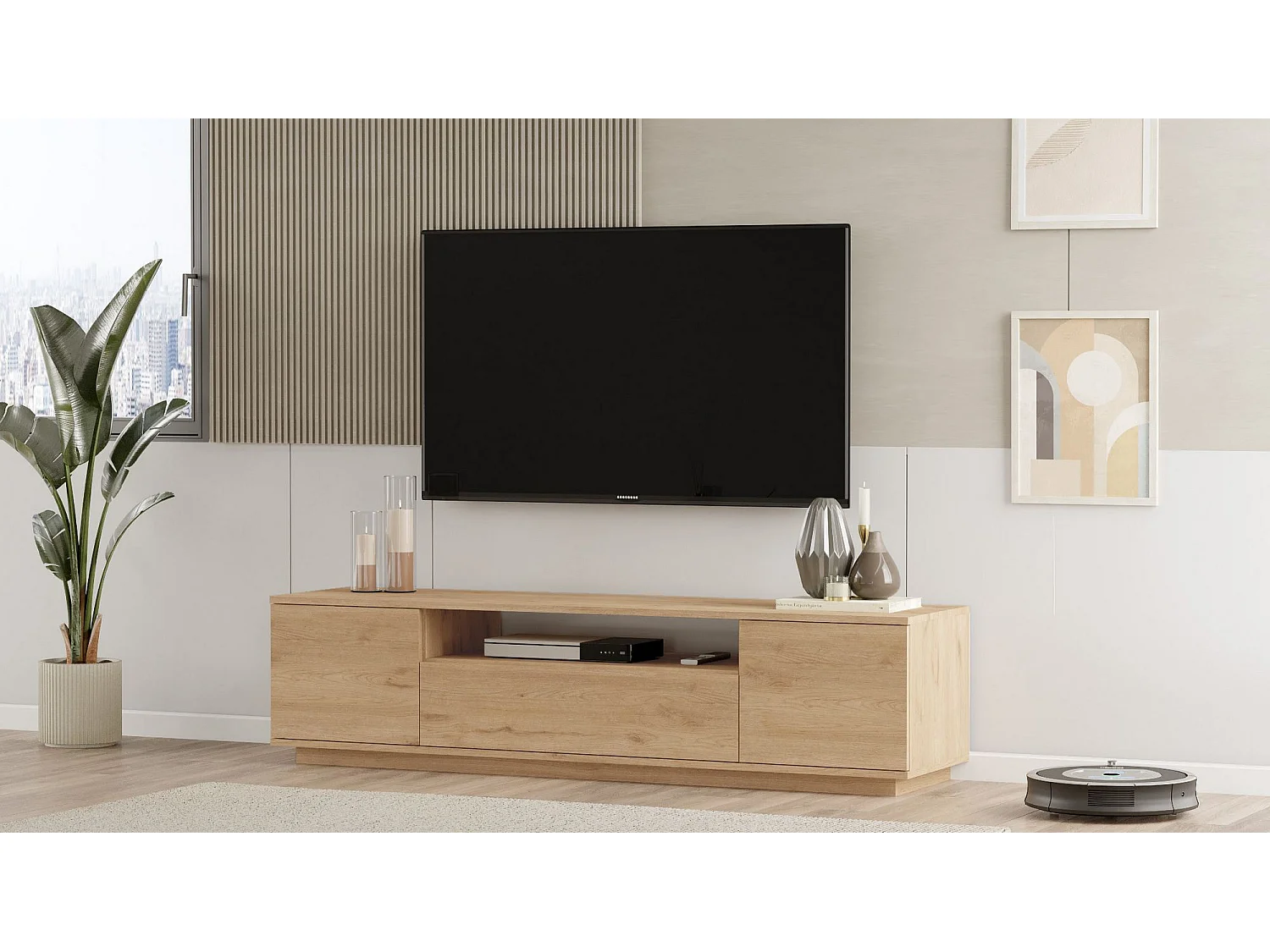 "Rowen" Trä TV-bänk - Modern Design - 180 x 44 x 44 cm - Brun