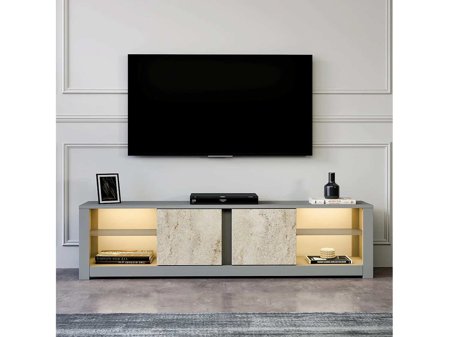 TV-Möbel aus Holz "Aydos" 180 x 35 x 45 cm - Grau