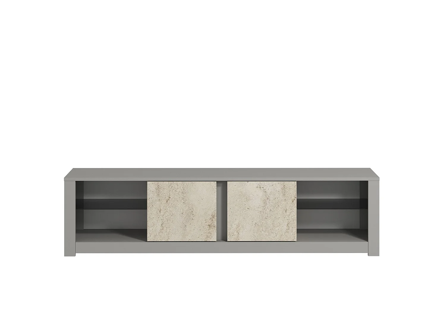 Modern TV-bänk i trä "Aydos" 180 x 35 x 45 cm - Grå/Brun, Elegant Design, Perfekt för Vardagsrummet