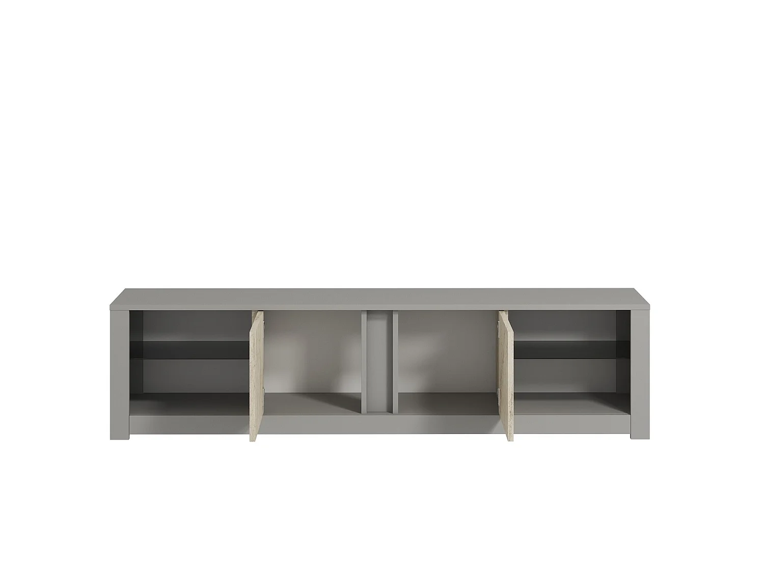 Modern TV-bänk i trä "Aydos" 180 x 35 x 45 cm - Grå/Brun, Elegant Design, Perfekt för Vardagsrummet