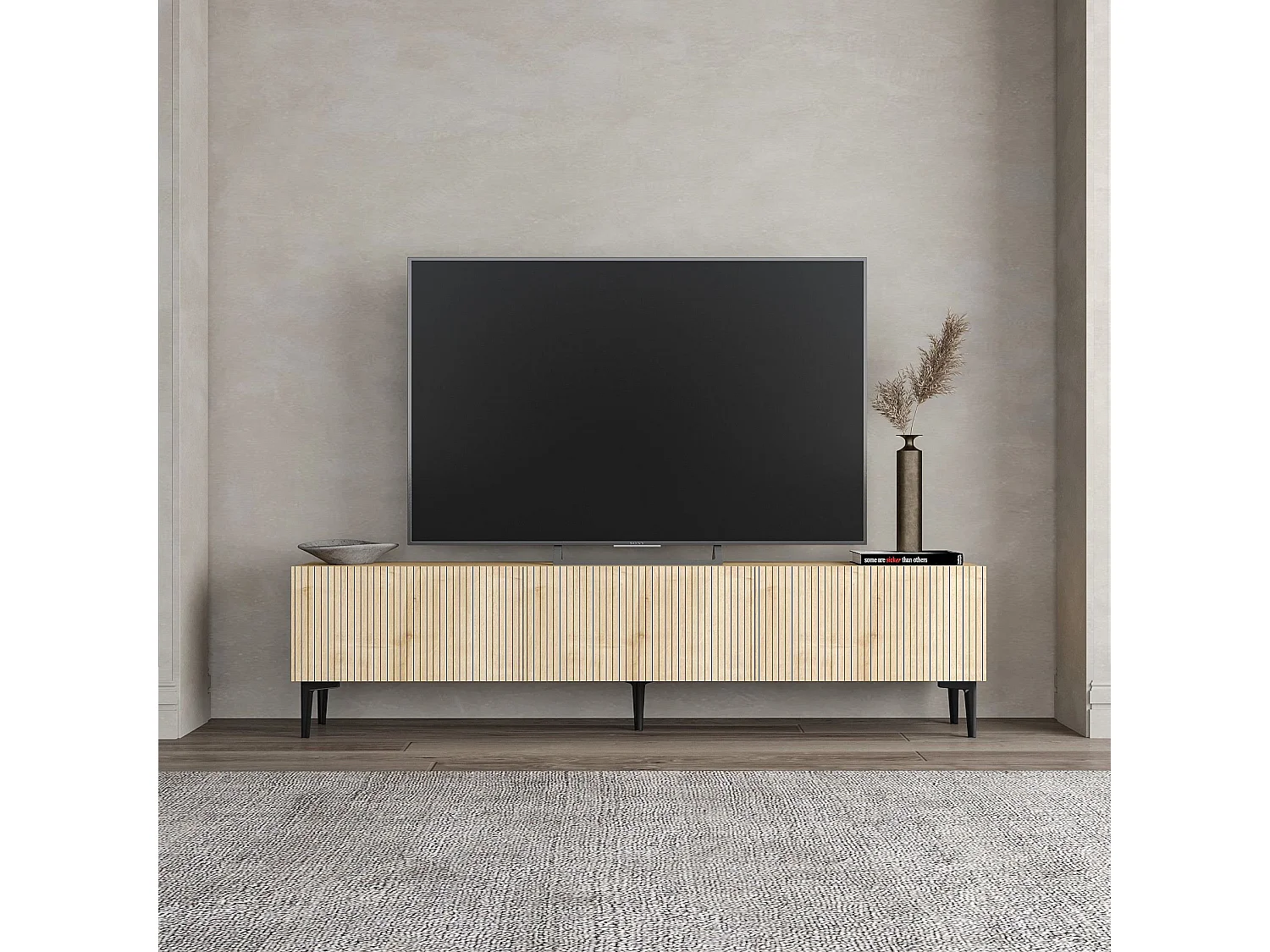 Modern Lichtbruin Houten TV-meubel "Oscar" - 180 x 31 x 45 cm - Elegant Ontwerp