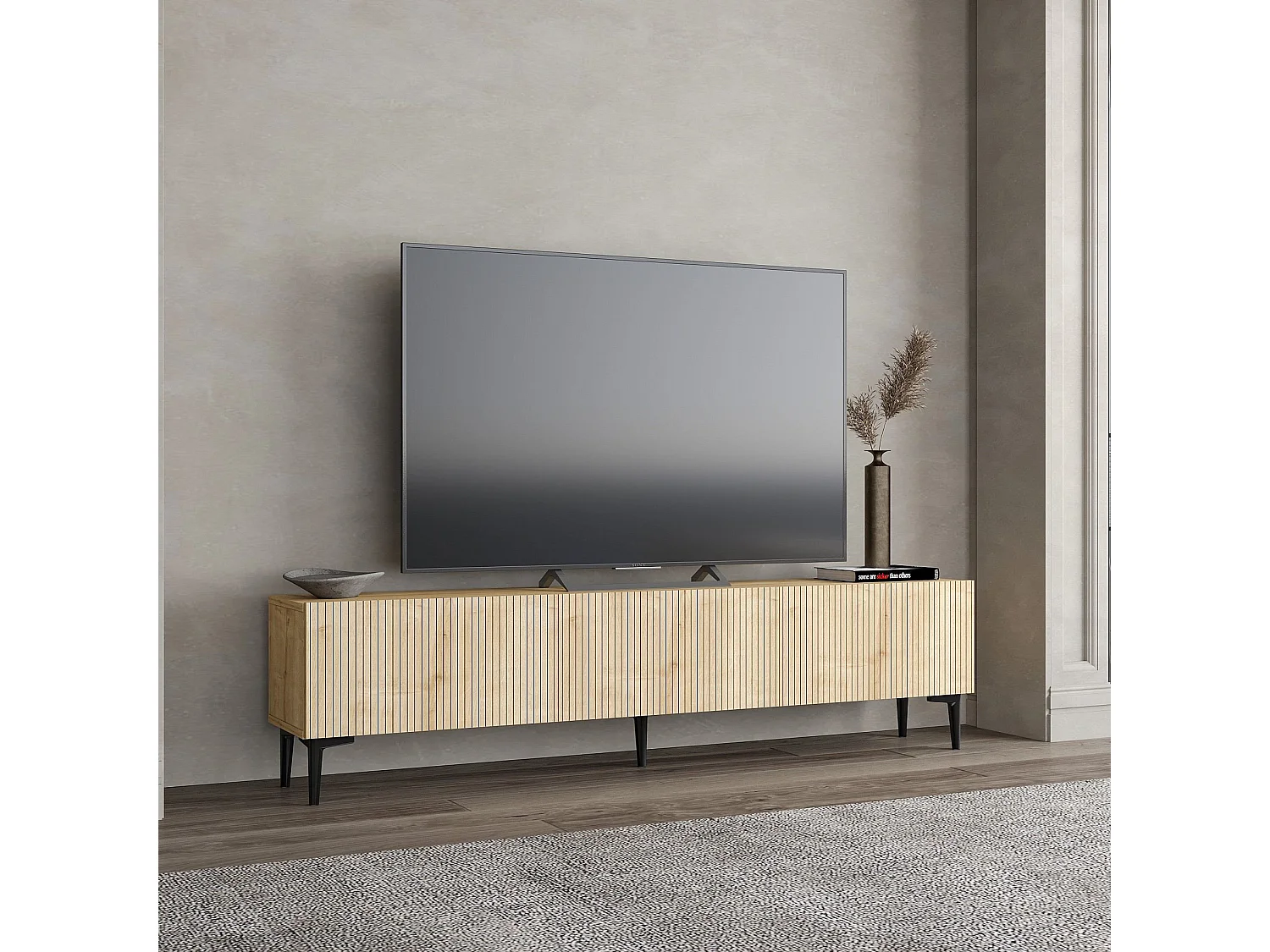 Modern Lichtbruin Houten TV-meubel "Oscar" - 180 x 31 x 45 cm - Elegant Ontwerp