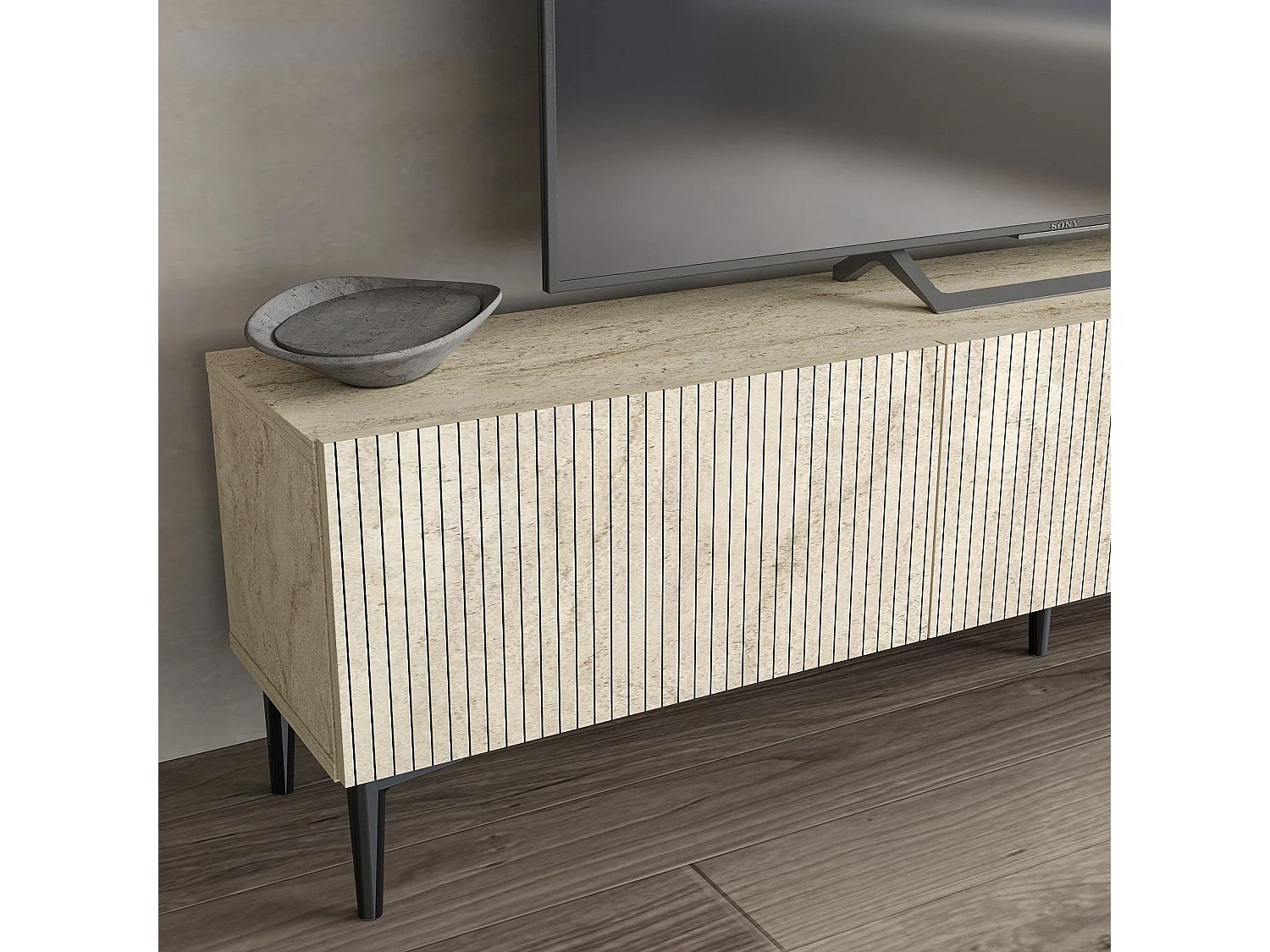 Moderne Beige Houten TV-meubel "Oscar" 180x31x45 cm - Elegant Ontwerp - Ideaal voor Woonkamer, Slaapkamer, Hal