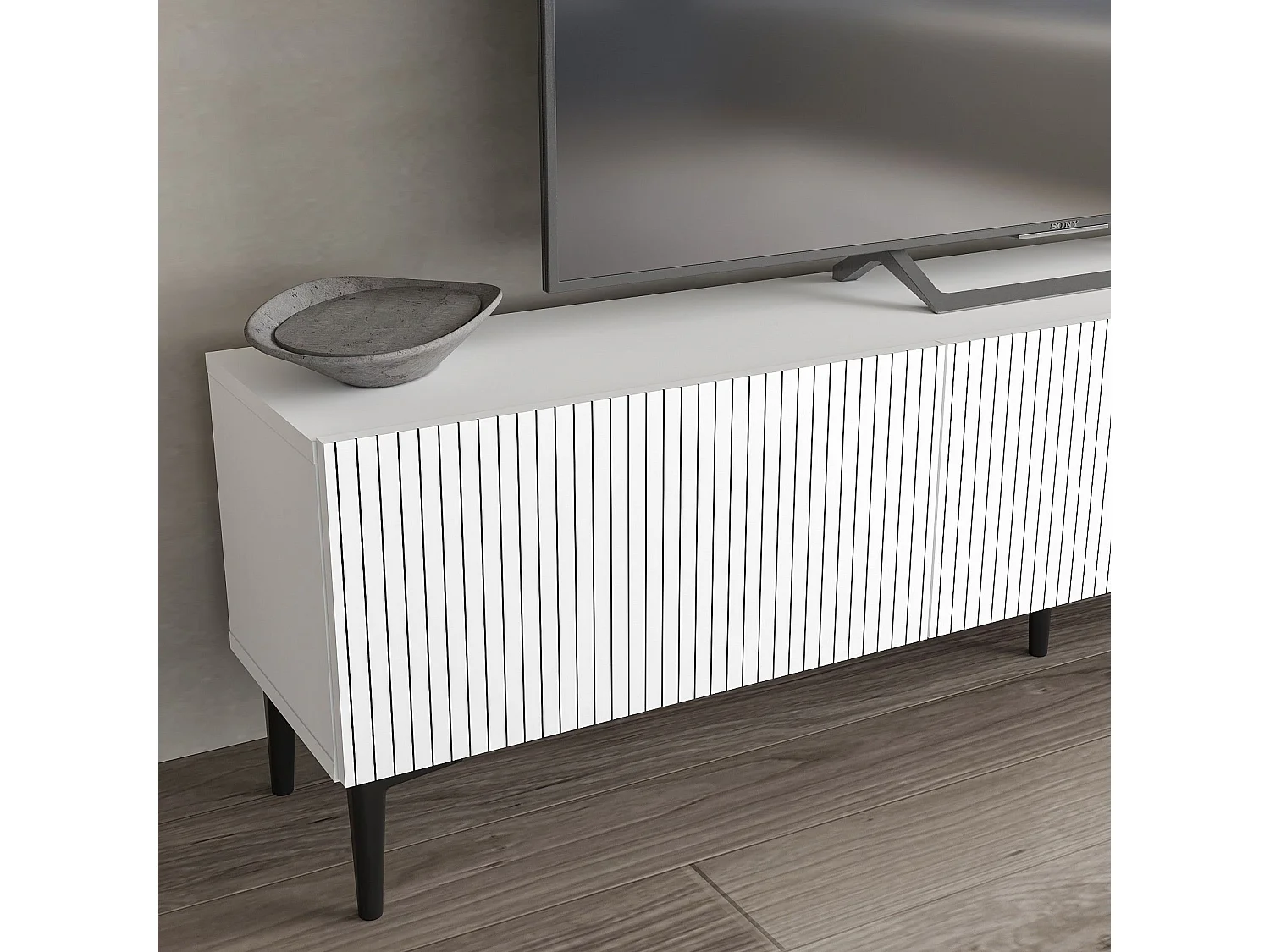 Meuble TV en bois "Oscar" - 180 x 31 x 45 cm - Blanc