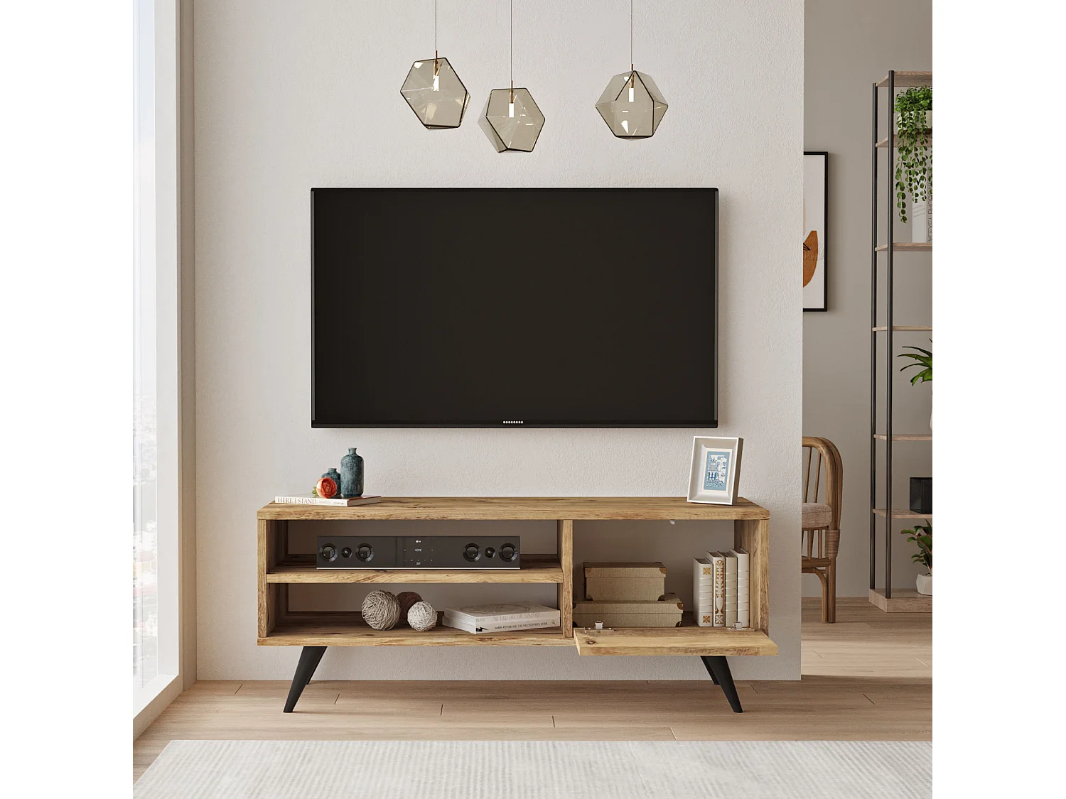 Rustik Brun Trä TV-bänk "Imo" - 110 x 40 x 44 cm - Elegant Design