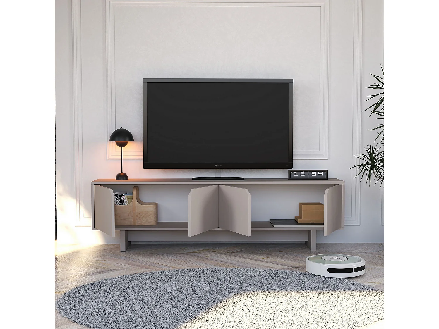 Meuble TV en bois "Oz" 180 x 30 x 50 cm - Beige