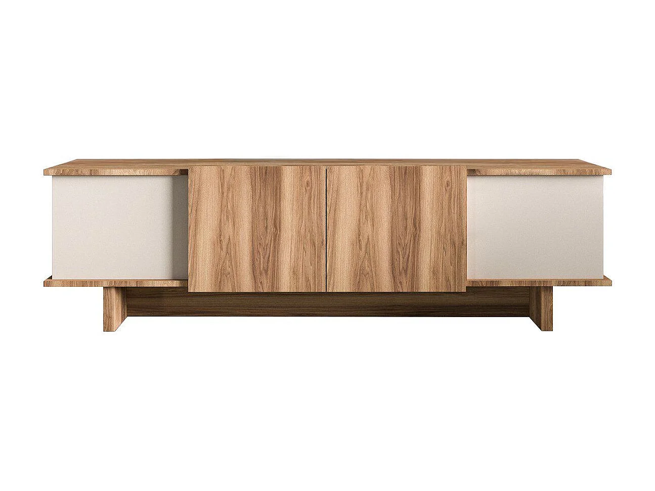 Beige houten TV-meubel "Diana" 180x33x50 cm met 2 deuren en planken, modern design en praktische opbergruimte