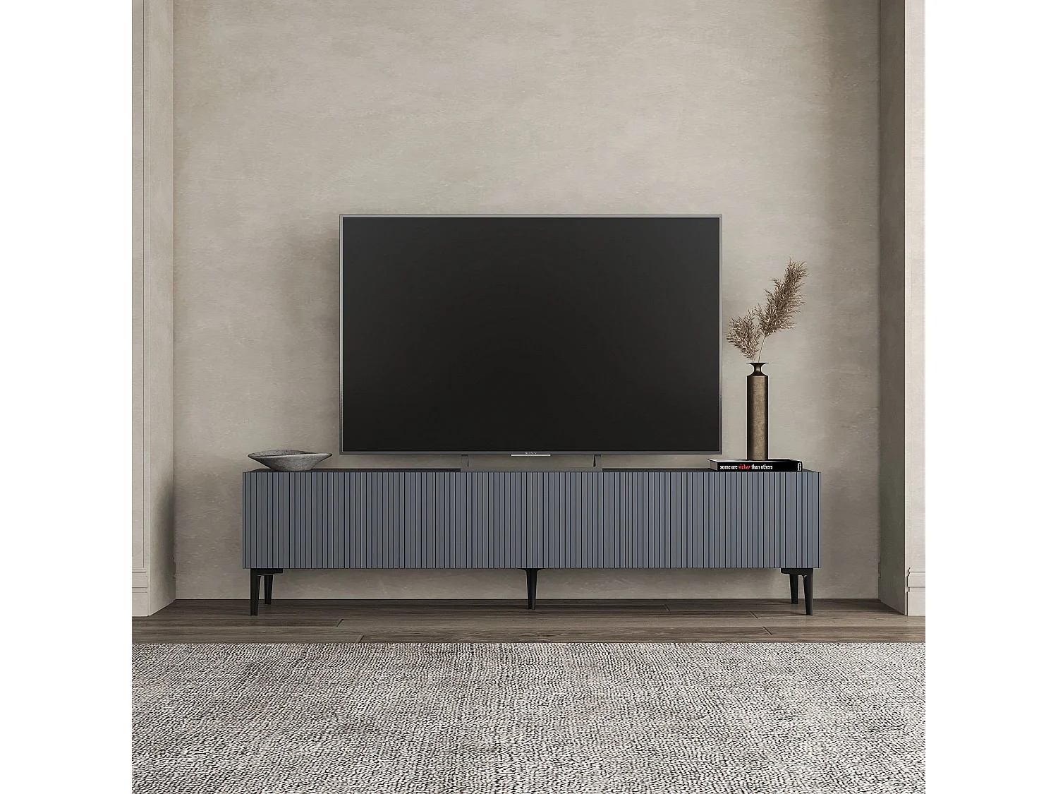 Moderne Antracietgrijze Houten TV-standaard "Oscar" - 180 x 31 x 45 cm - Elegant Ontwerp