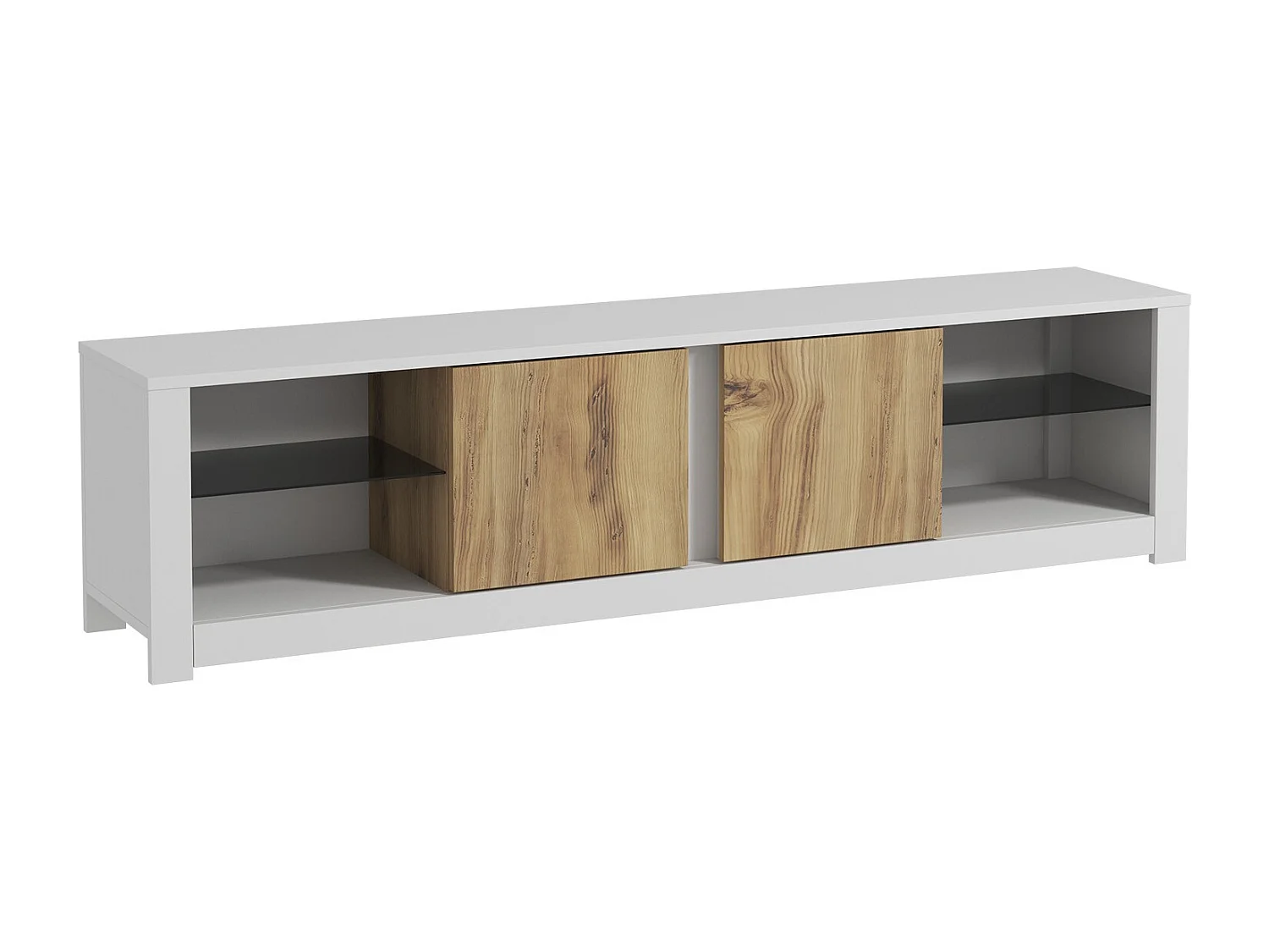 Modern Vit TV-bänk "Aydos" 180 x 35 x 45 cm - Elegant Design med Flera Hyllor