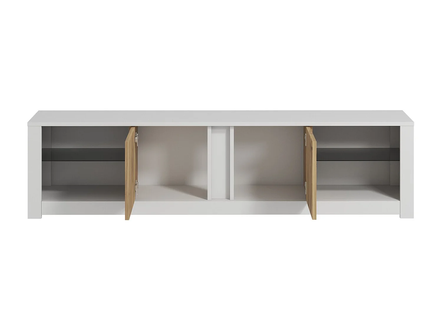 Modern Vit TV-bänk "Aydos" 180 x 35 x 45 cm - Elegant Design med Flera Hyllor