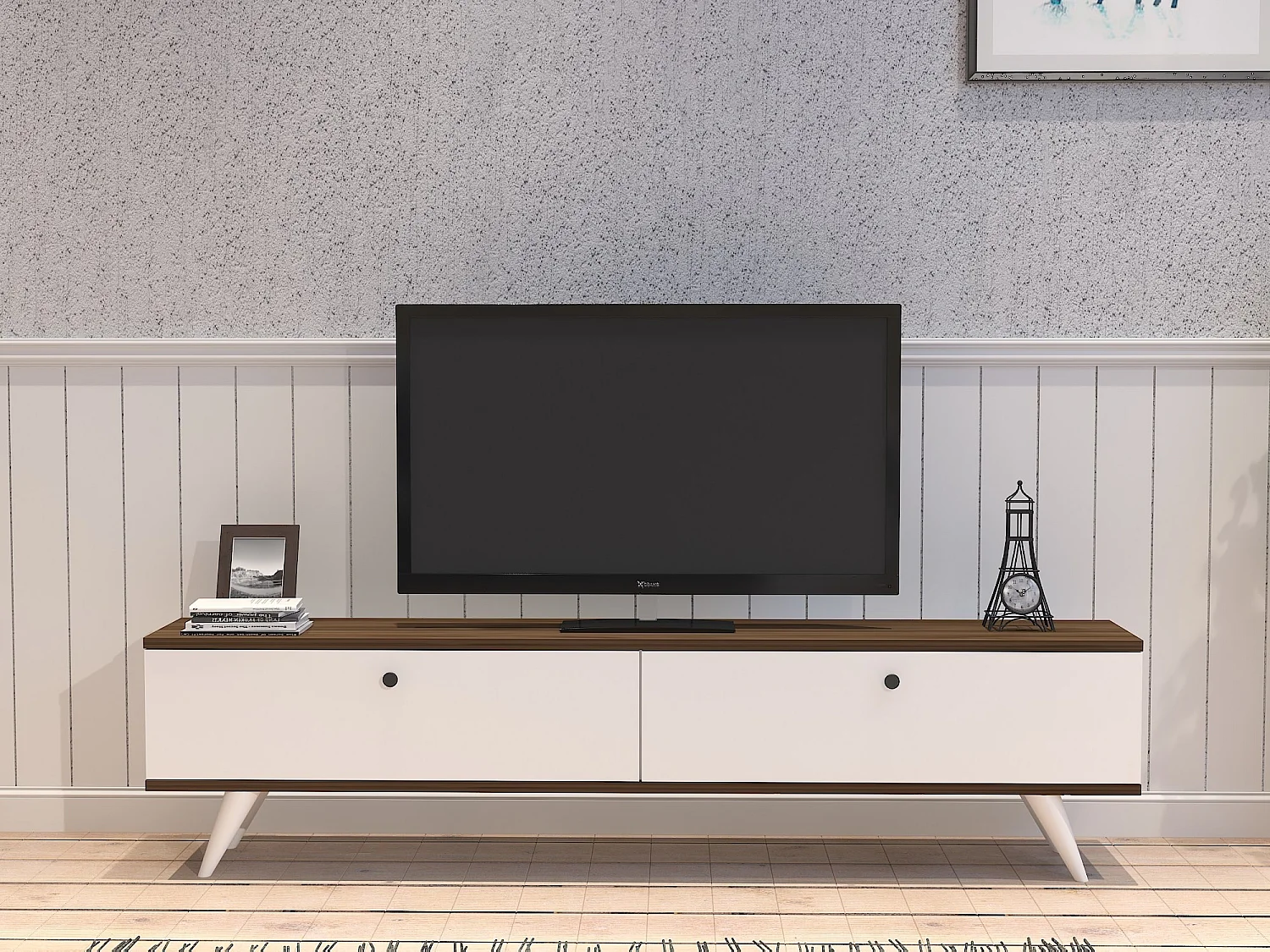 "Parlak" Houten TV-standaard - Modern Design - Wit - 160 x 25 x 40 cm