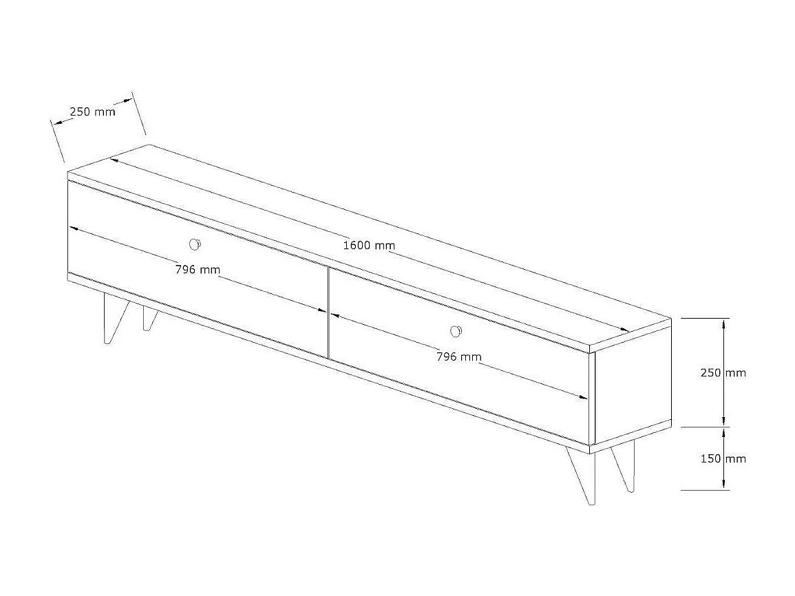 Meuble TV en bois "Parlak" - 160 x 25 x 40 cm - Gris anthracite