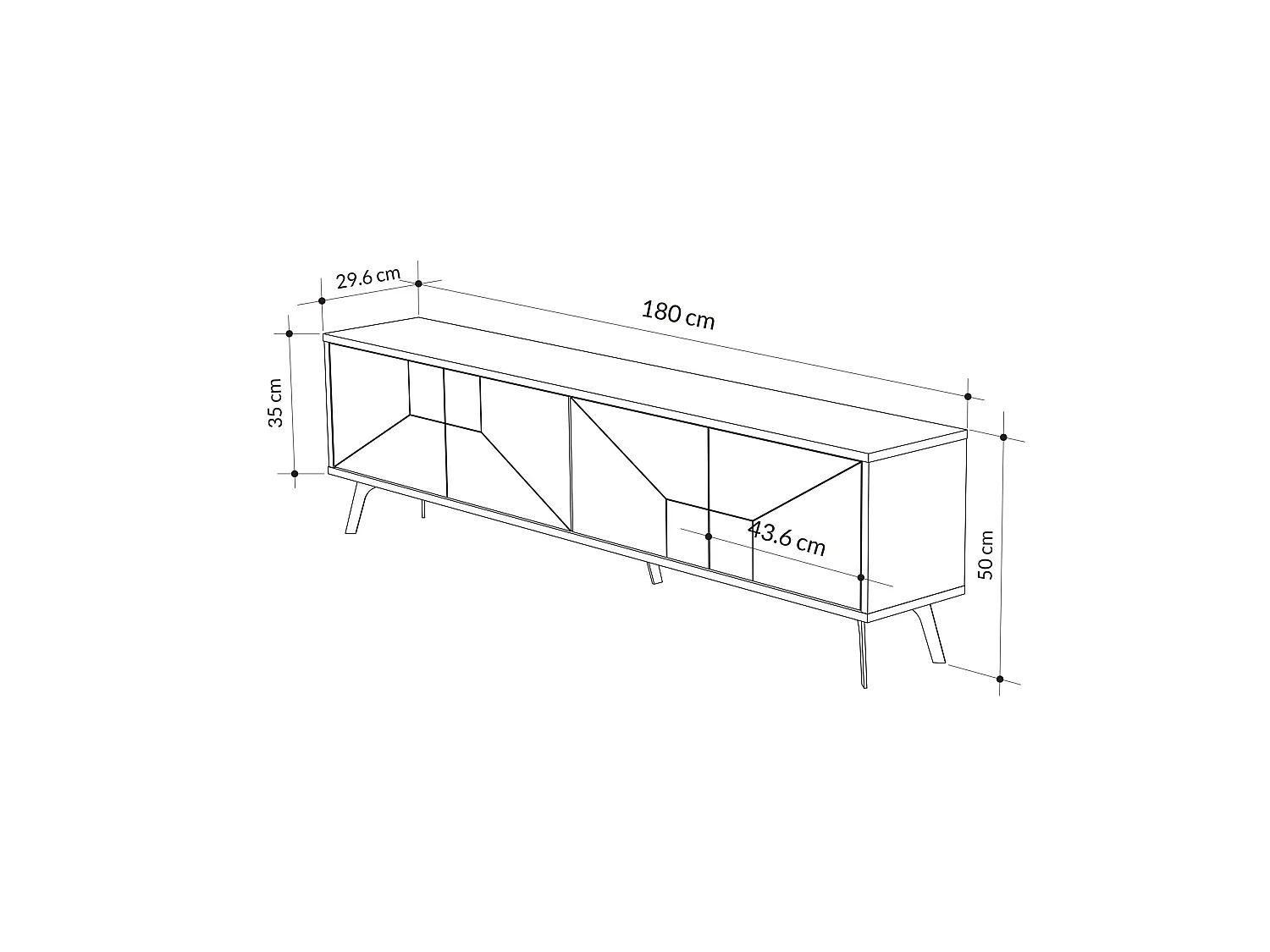 Meuble TV en bois "Dune" - 180 x 29 x 50 cm - Moka clair