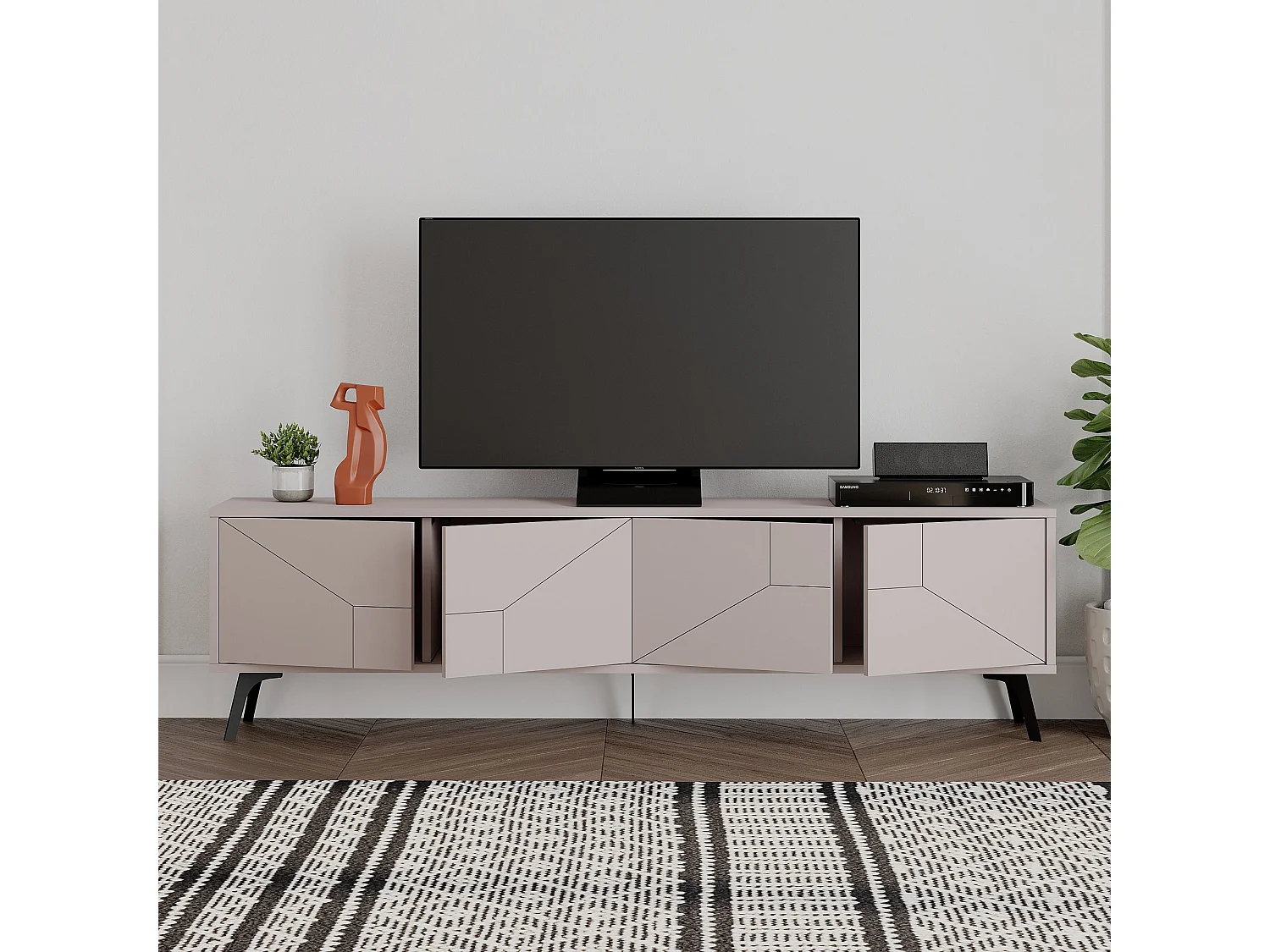Moderne Licht Mokka Houten TV-standaard "Dune" - 180 x 29 x 50 cm
