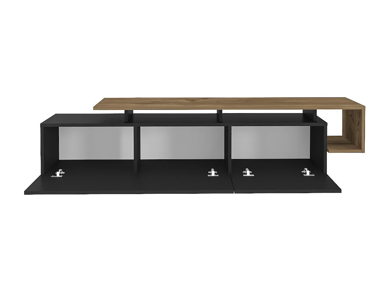 Meuble TV en bois "Basak" - 180 x 40 x 46 cm - Noir
