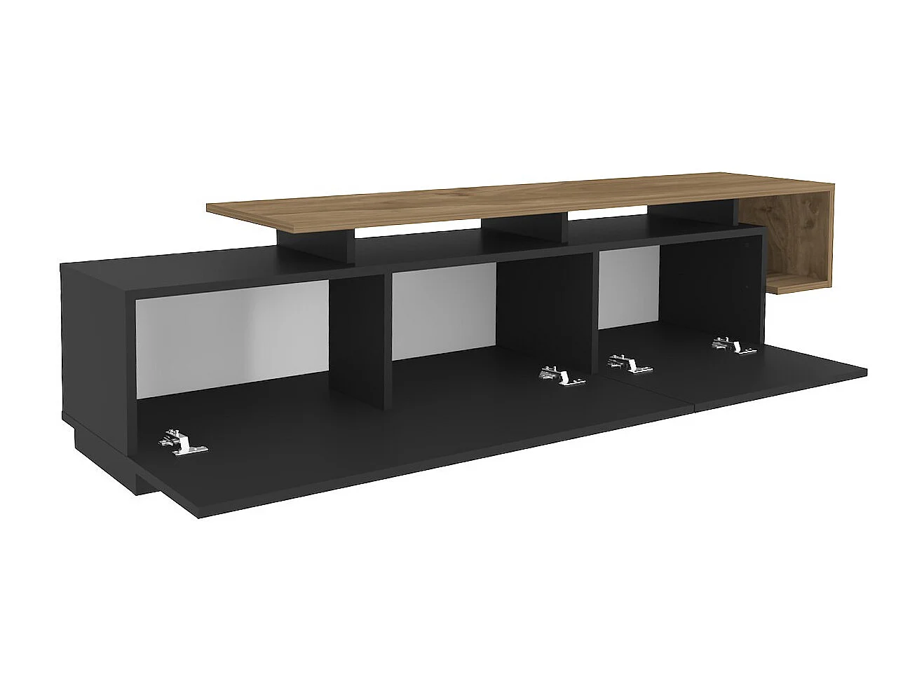 Meuble TV en bois "Basak" - 180 x 40 x 46 cm - Noir
