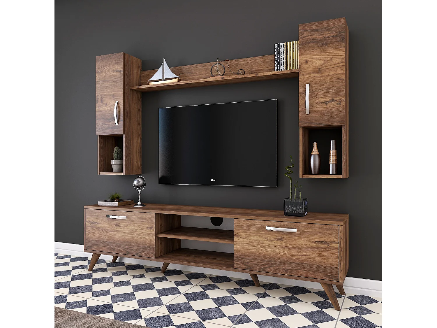 "Mezalun Houten TV-standaard - Modern Ontwerp - Bruin - 180 x 35 x 48 cm"