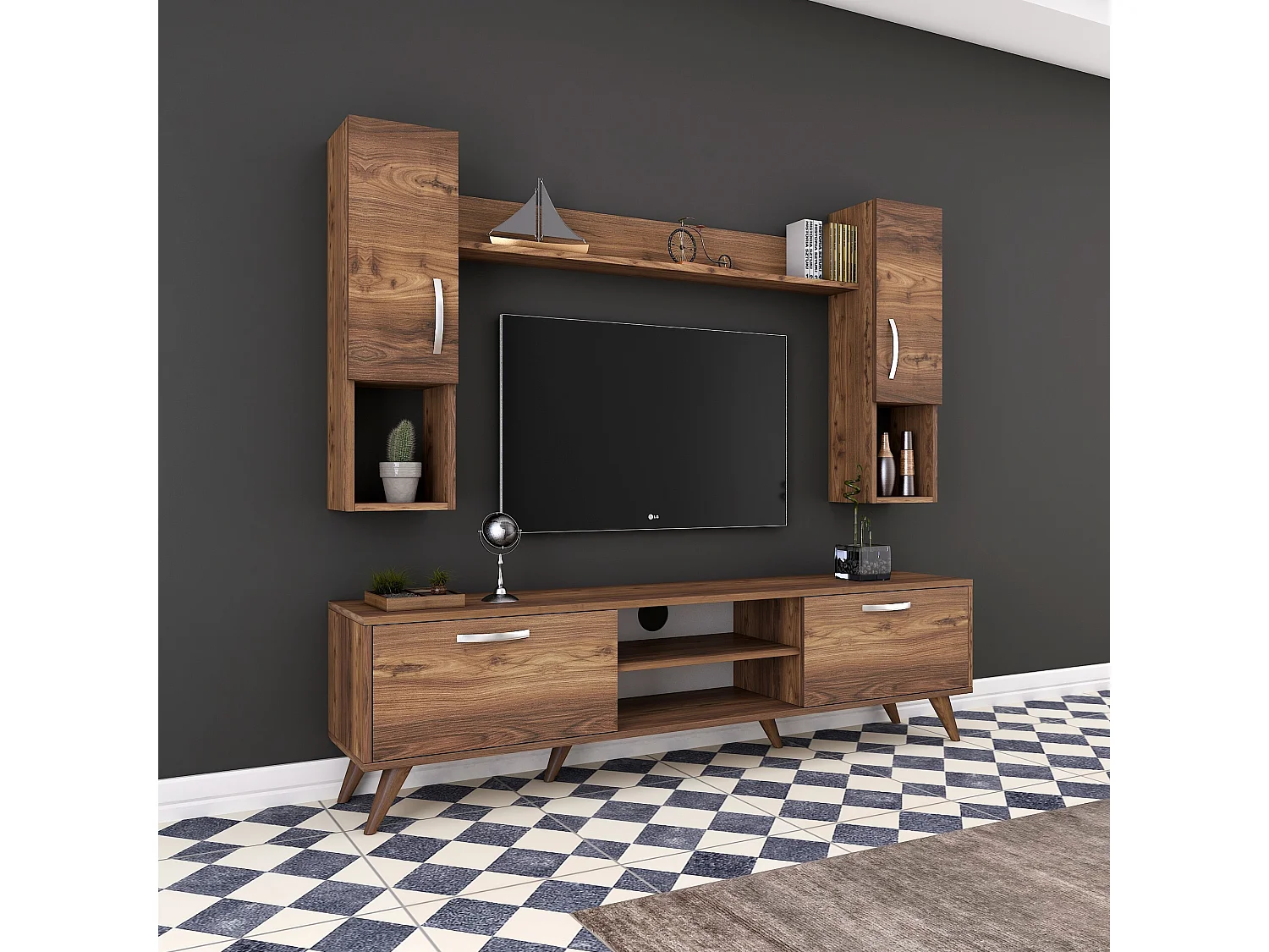 "Mezalun Houten TV-standaard - Modern Ontwerp - Bruin - 180 x 35 x 48 cm"