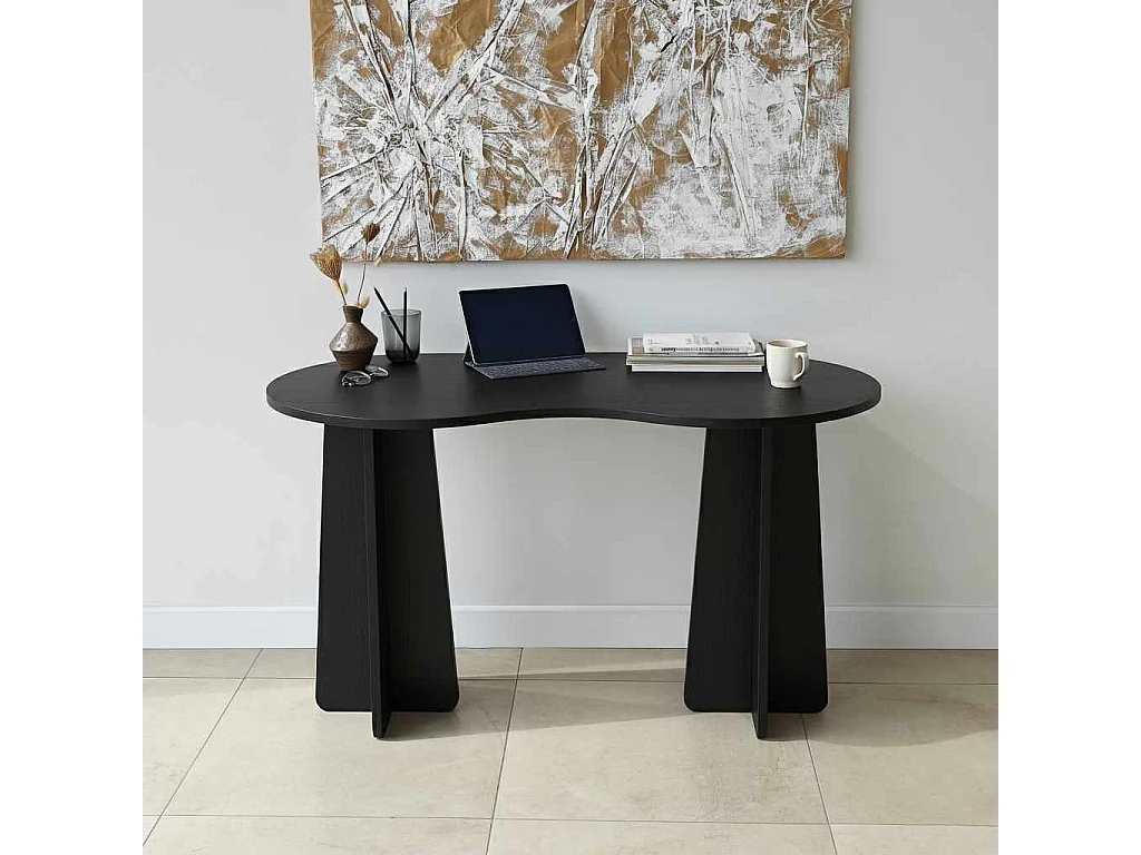 Moderne Zwarte Houten Studiebureau "Infini" 120 x 60 x 75 cm met Opbergruimte