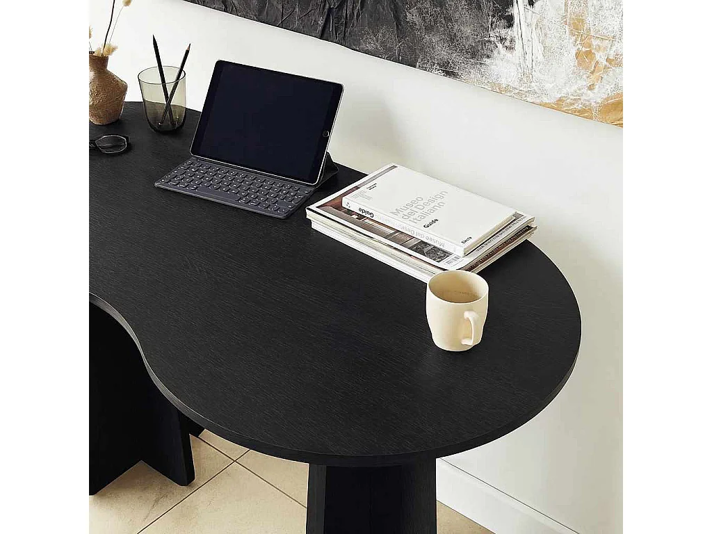 Moderne Zwarte Houten Studiebureau "Infini" 120 x 60 x 75 cm met Opbergruimte