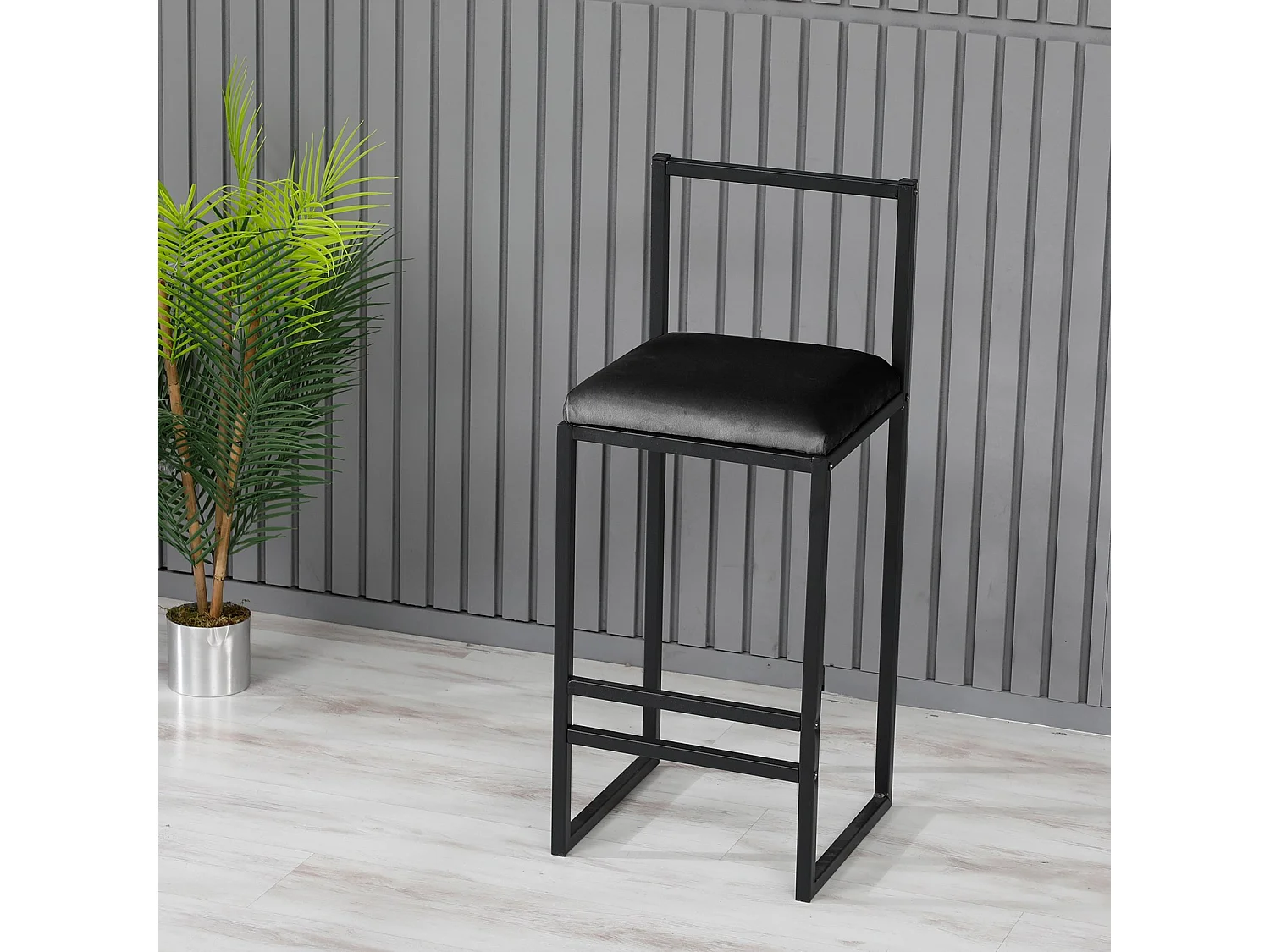 Tabouret de bar en métal "Nordic" 35 x 35 x 84 cm - Noir