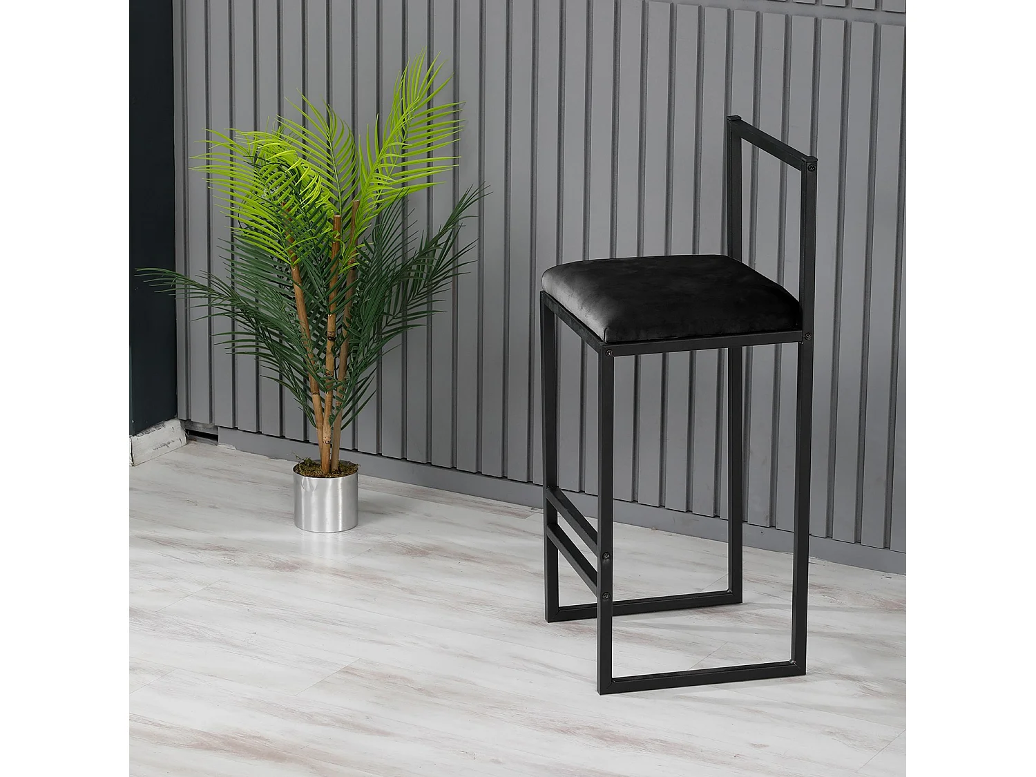 Tabouret de bar en métal "Nordic" 35 x 35 x 84 cm - Noir