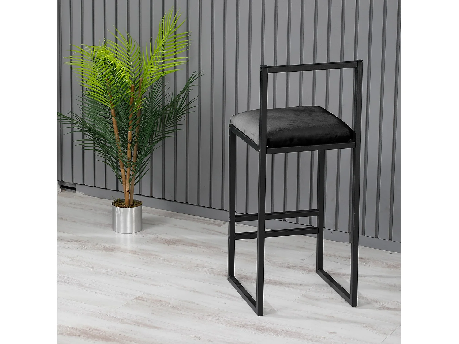 Tabouret de bar en métal "Nordic" 35 x 35 x 84 cm - Noir
