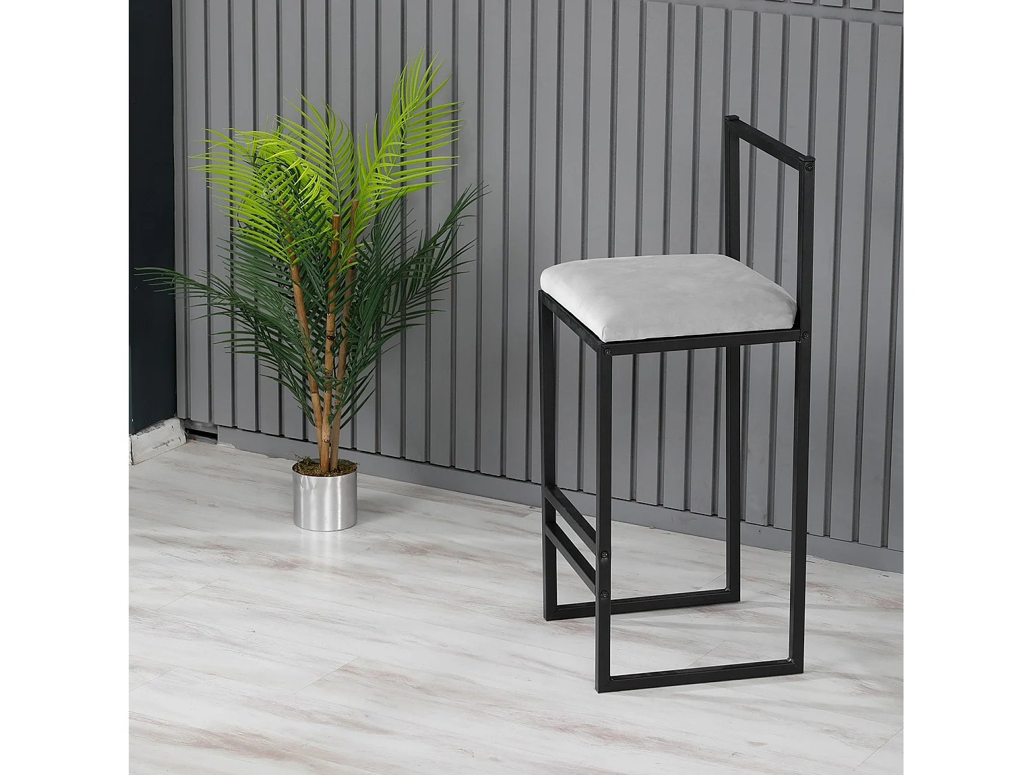 Tabouret de bar en métal "Nordic" 35 x 35 x 84 cm - Crème