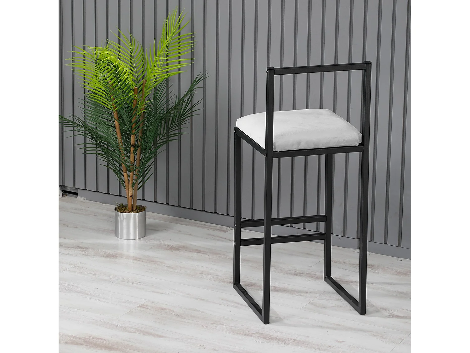 Tabouret de bar en métal "Nordic" 35 x 35 x 84 cm - Crème