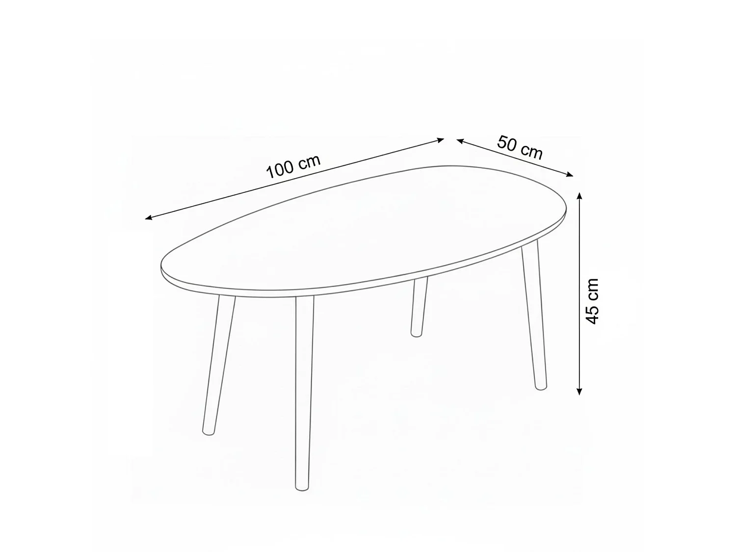 Holz-Couchtisch "Nora" 100 x 50 x 45 cm – Eiche