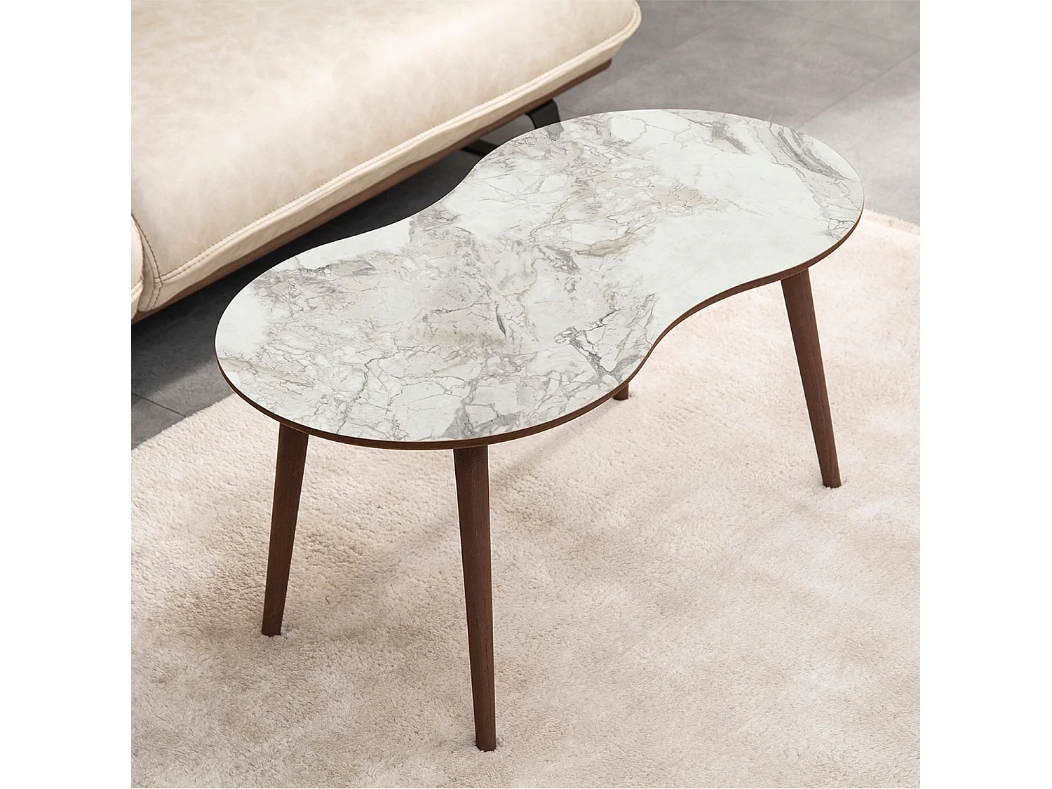 Table basse en bois "Moon" 99 x 54 x 45 cm - Blanc