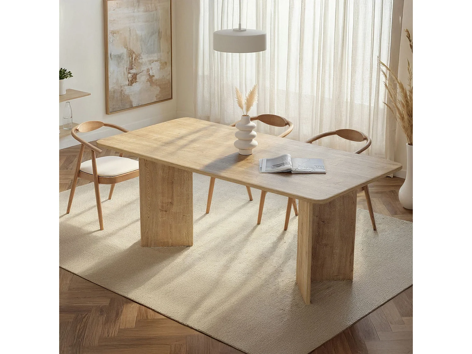 Table à manger en bois "Linza" 180 x 90 x 75 cm - Chêne à miel