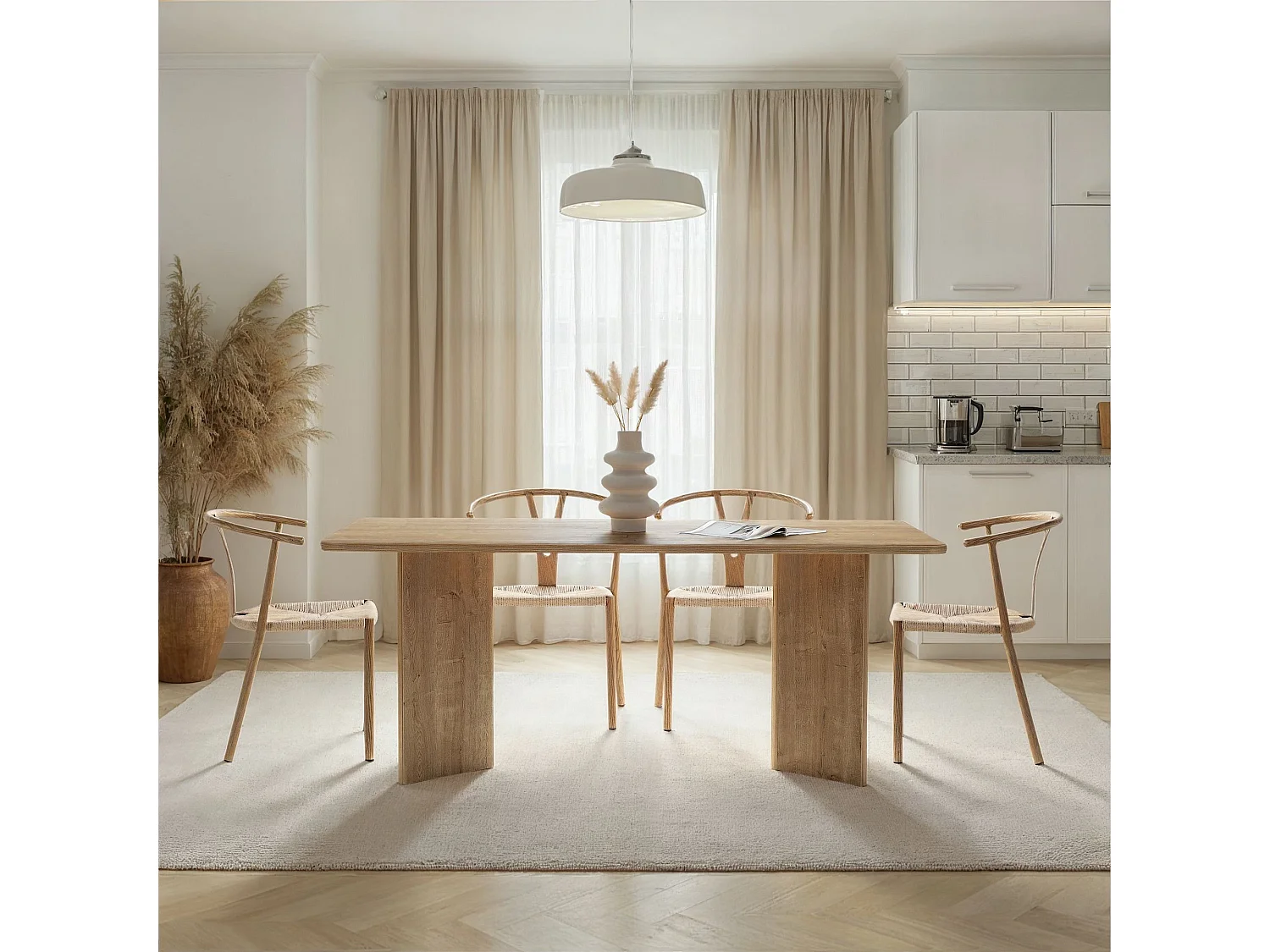 Table à manger en bois "Linza" 180 x 90 x 75 cm - Chêne à miel