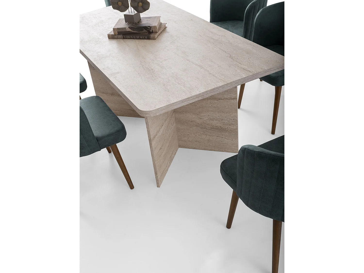 Table à manger en bois "Lizzard" 180 x 90 x 77 cm - Travertin