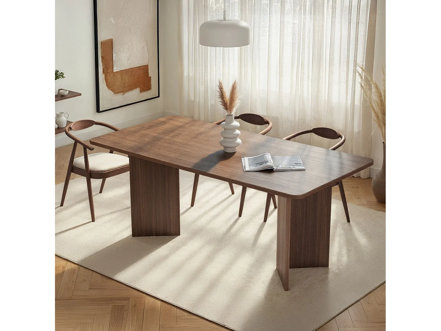 Table à manger en bois "Linza" 180 x 90 x 75 cm - Noyer