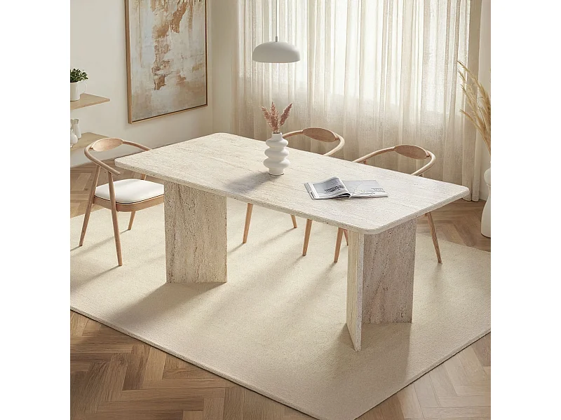 Table à manger en bois "Linza" 180 x 90 x 75 cm - Travertin