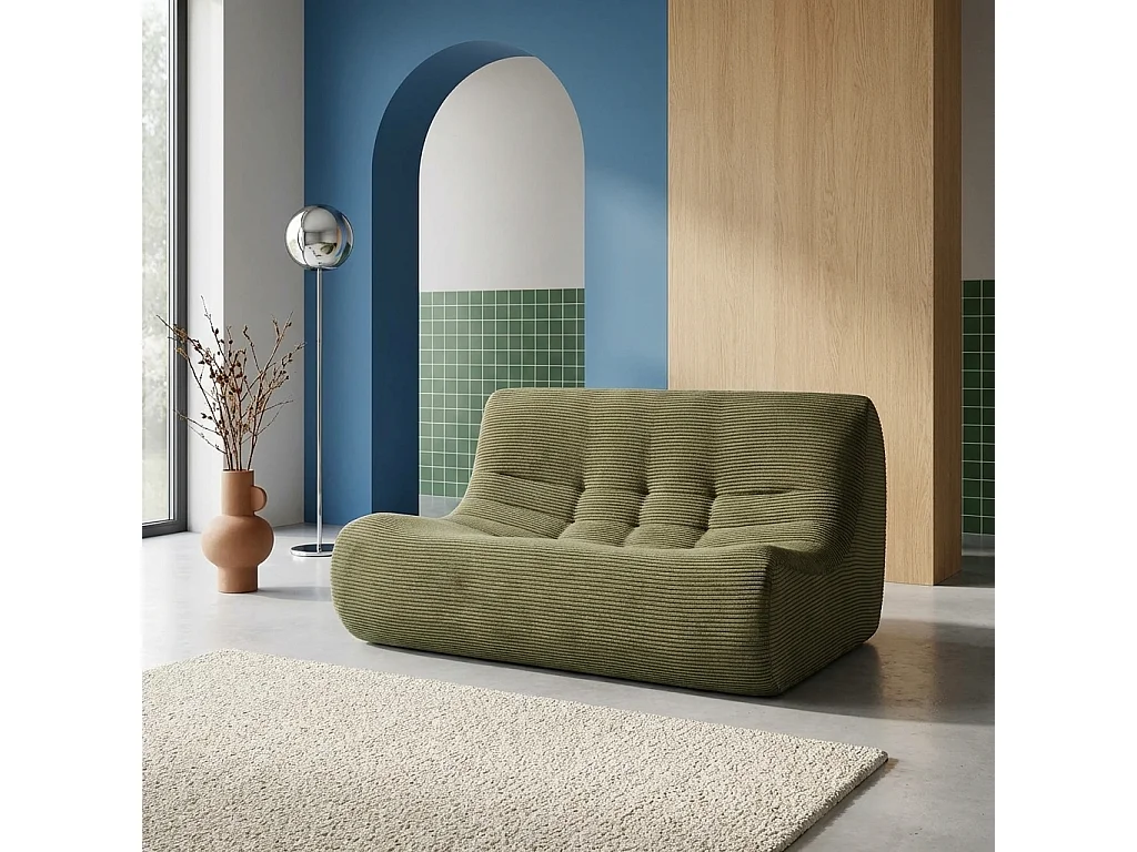 Poltrona in velluto a coste, 2 posti, verde kaki