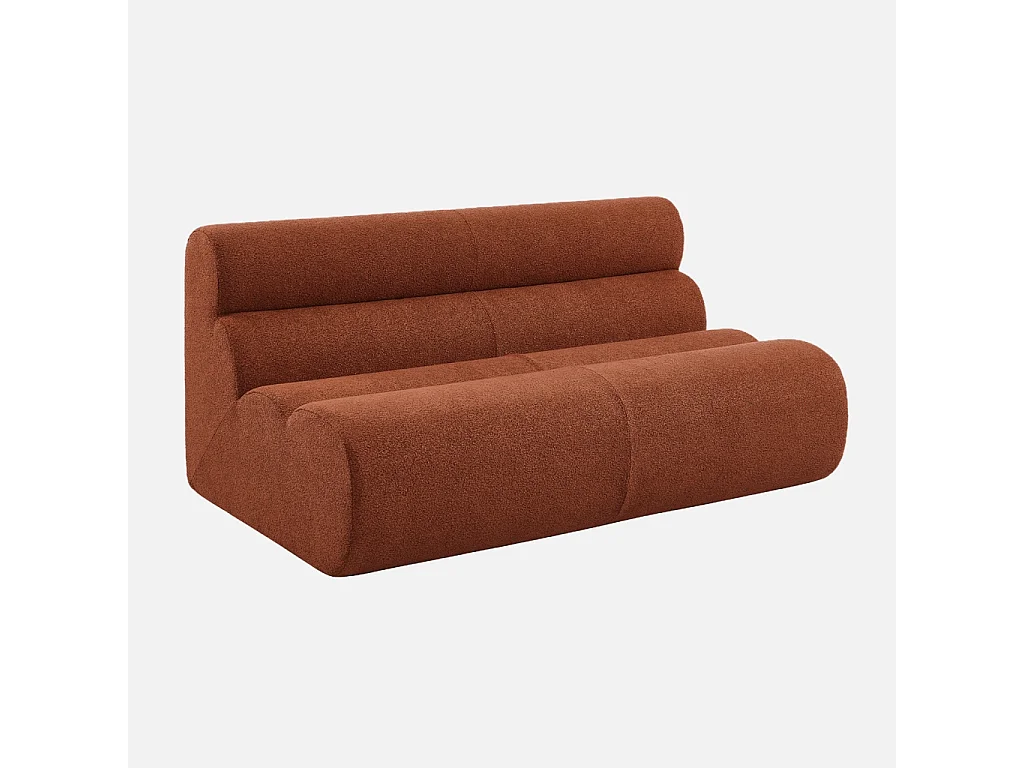 Chauffeuse bouclette texturée 2 places terracotta - Nova